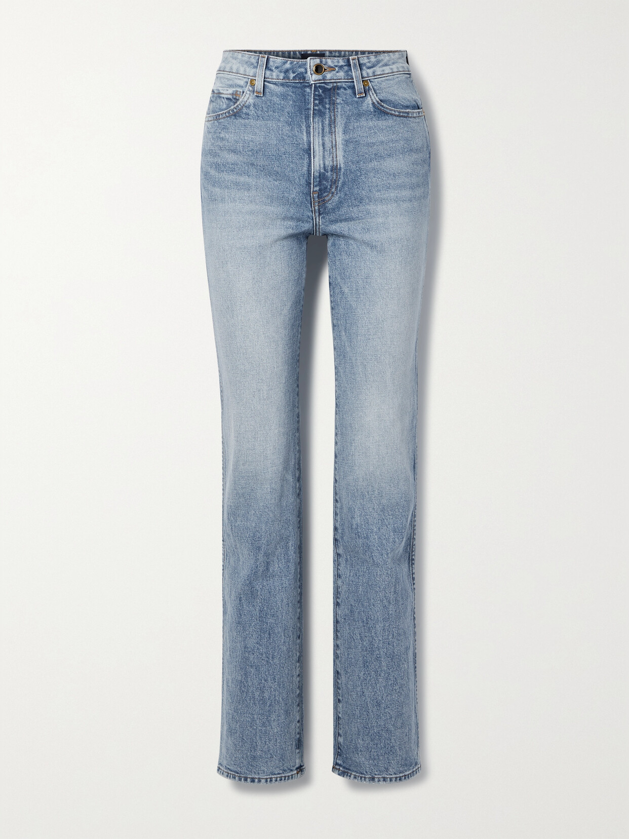 Khaite Buttoned Straight Leg Jeans In Blue