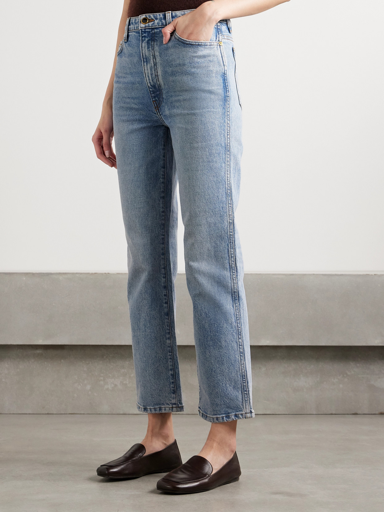 Abigail Stretch Cropped High-Rise Straight-Leg Jeans