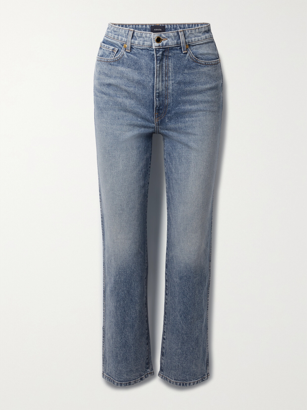 Khaite Abigail Cropped High-rise Straight-leg Jeans In Blue