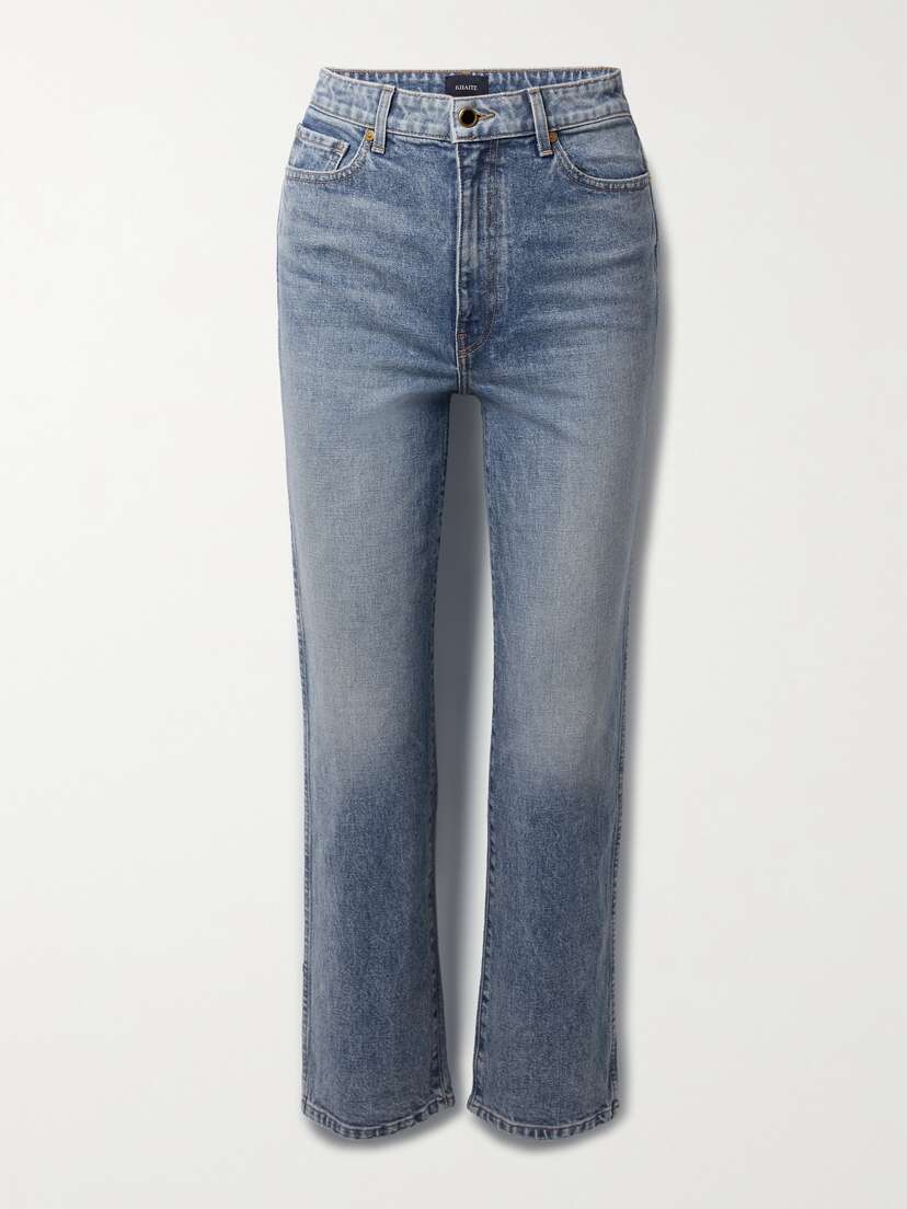 Khaite Abigail Stretch Cropped High-rise Straight-leg Jeans
