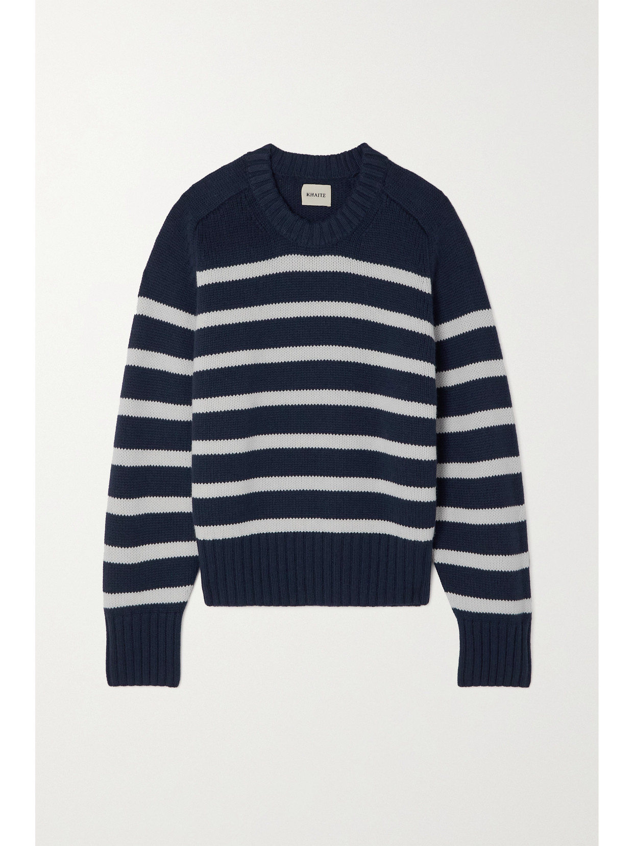 KHAITE MAE STRIPED CASHMERE SWEATER