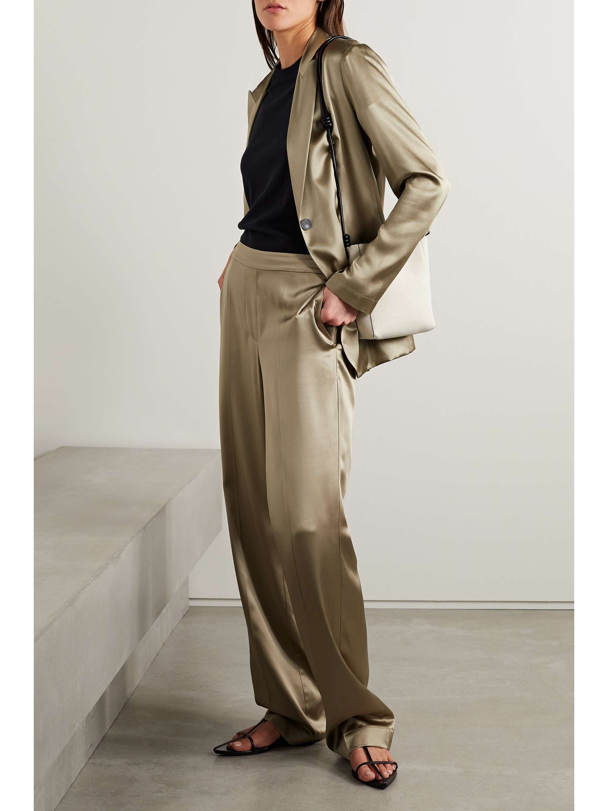Grey Pure Airjet Jaam Satin Pant Straight