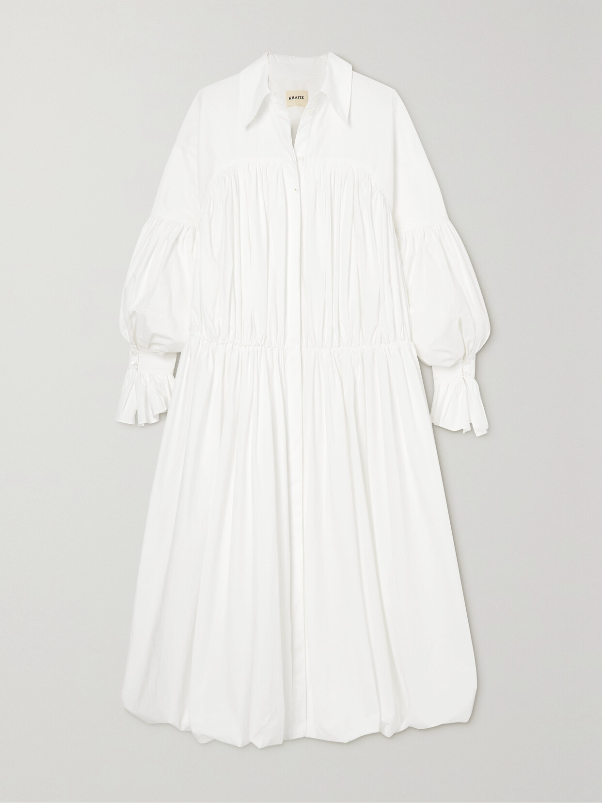 Khaite - Colleen Pleated Cotton-poplin Midi Shirt Dress - White