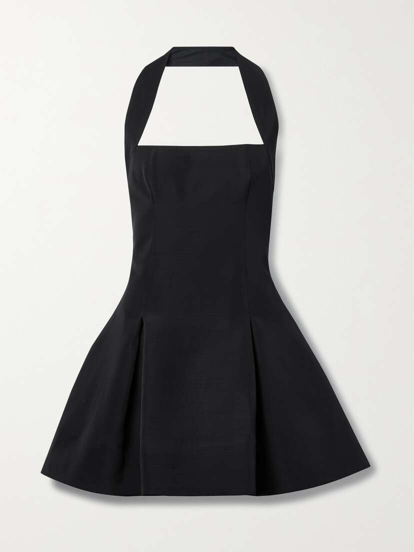 Khaite Hila Pleated Faille Halterneck Mini Dress
