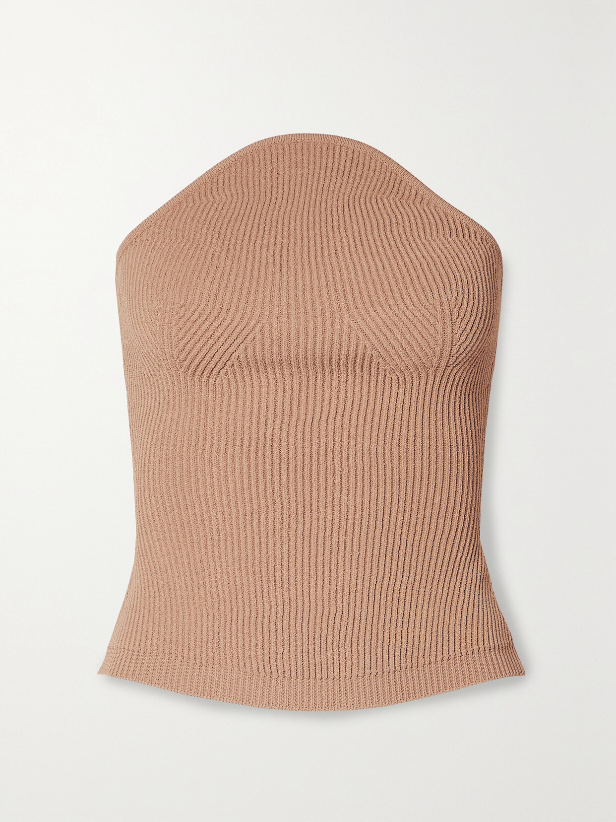 KHAITE JERICHO STRAPLESS RIBBED-KNIT TOP