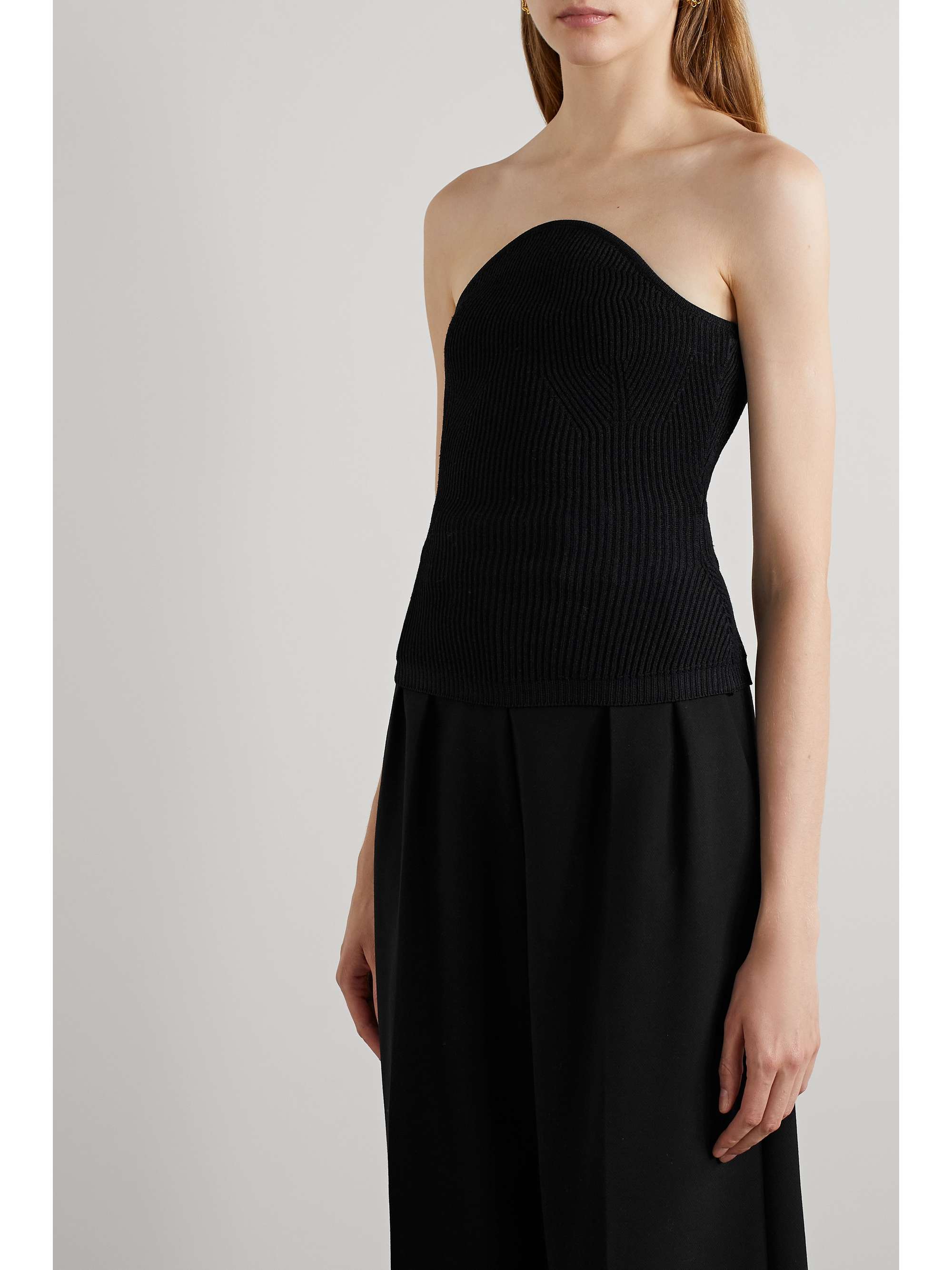 KHAITE Jericho strapless ribbed-knit top