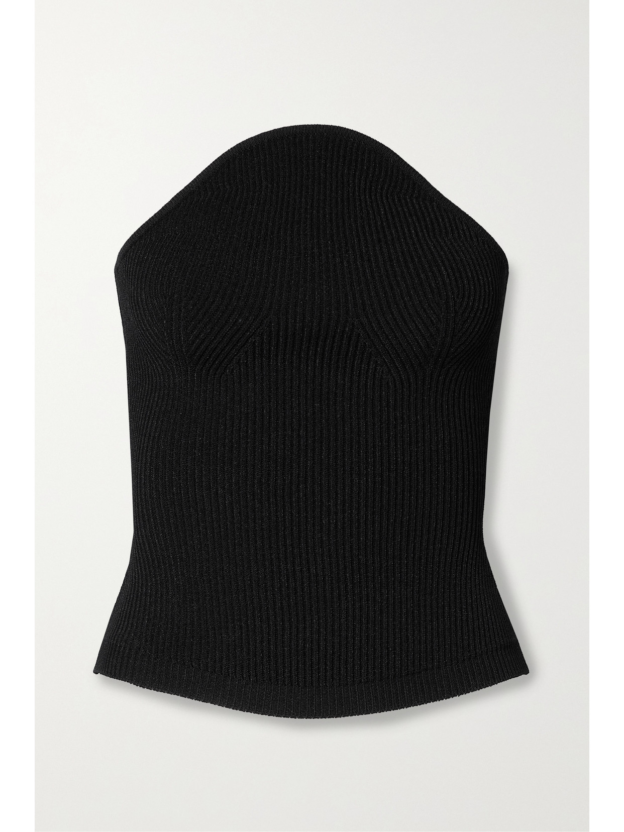 Khaite Jericho Strapless Ribbed-knit Top In Black