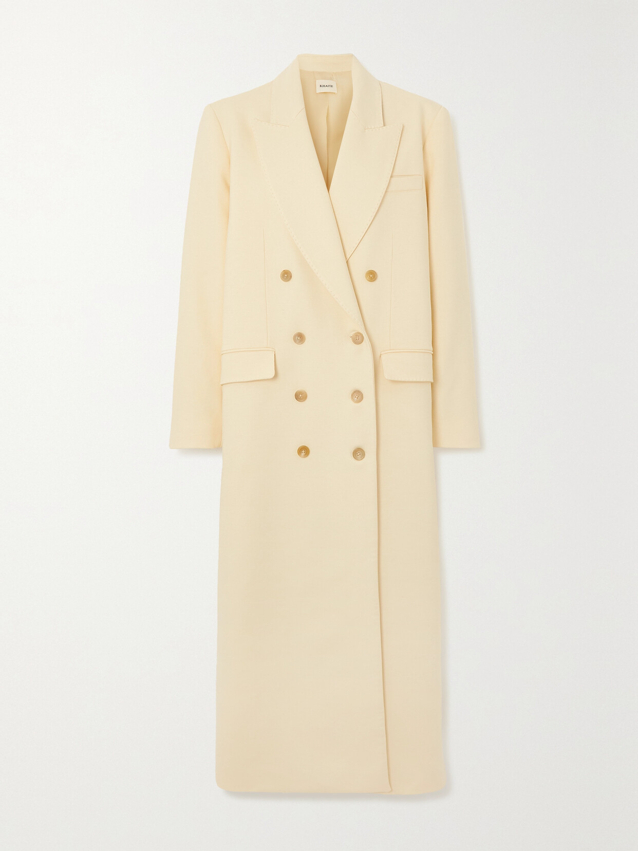 Shop Khaite Barlow Double-breasted Woven Coat In Off-white