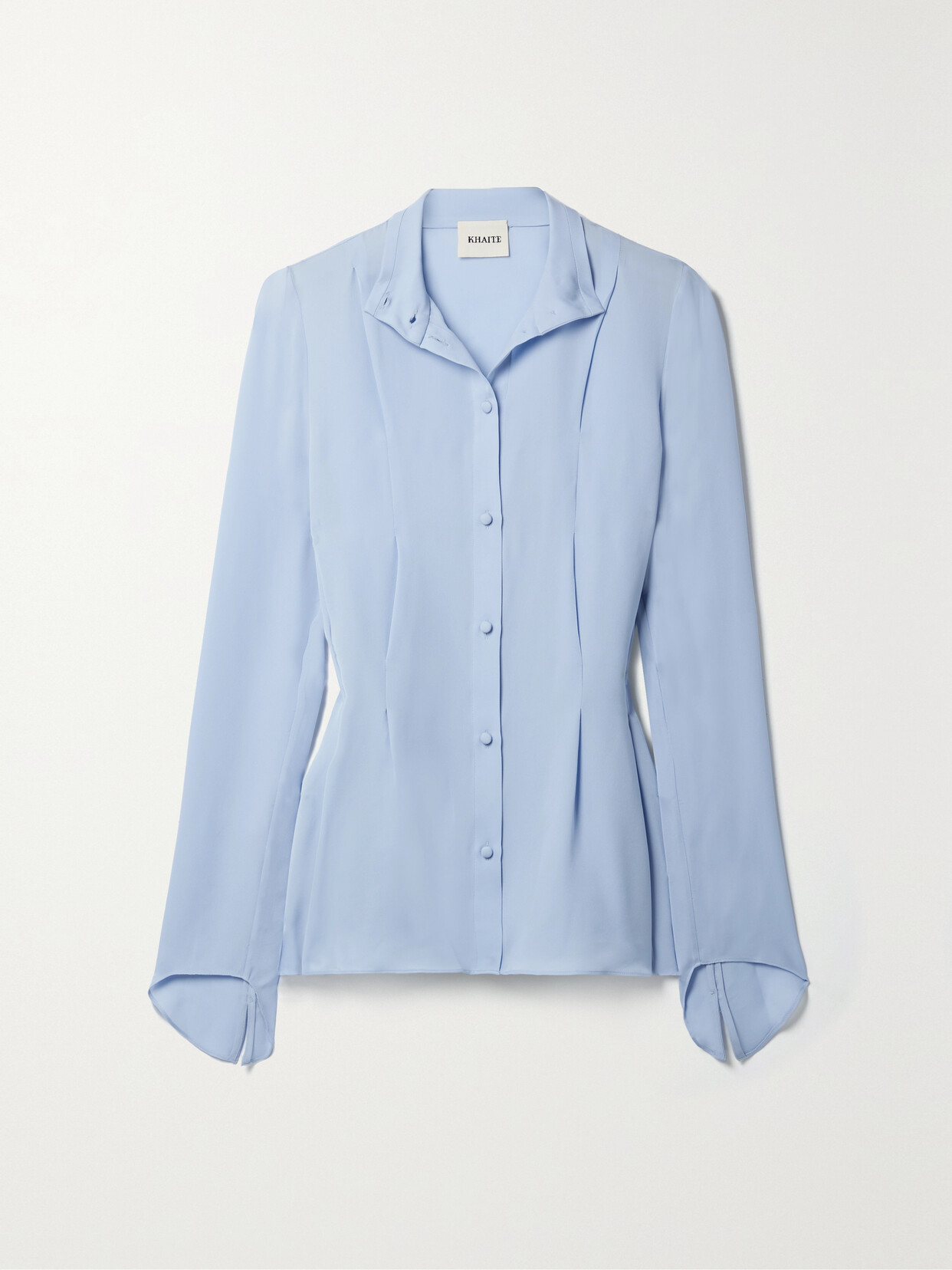 KHAITE MILES PLEATED SILK-CREPE SHIRT