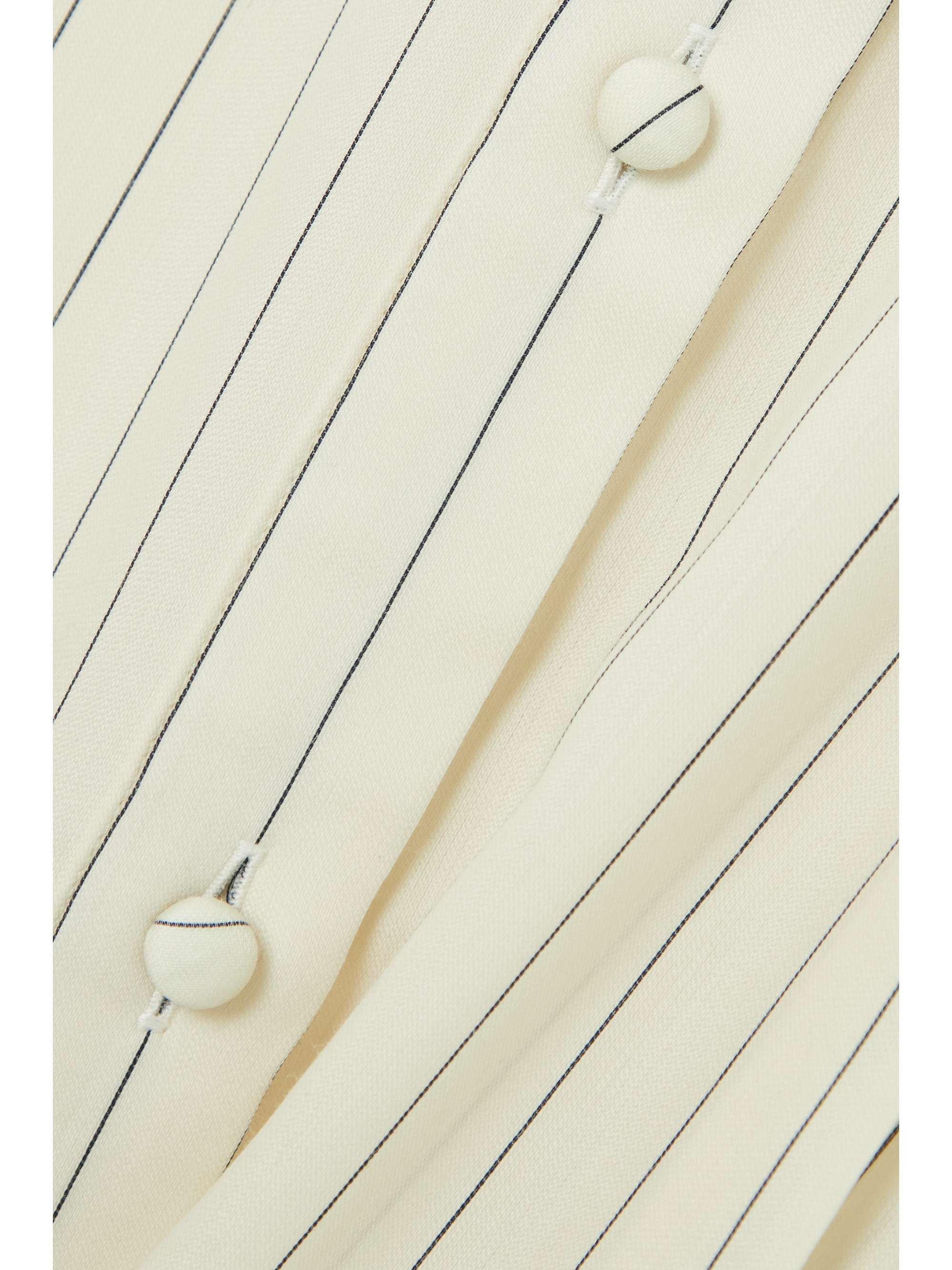 KHAITE Waylon oversized pleated striped wool, silk and cotton-blend shirt dress