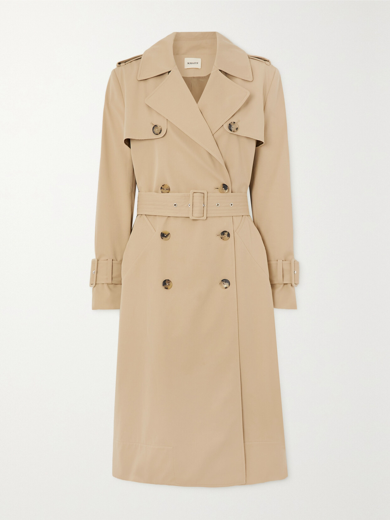 Khaite - Murphy Double-breasted Cotton-gabardine Trench Coat - Neutrals