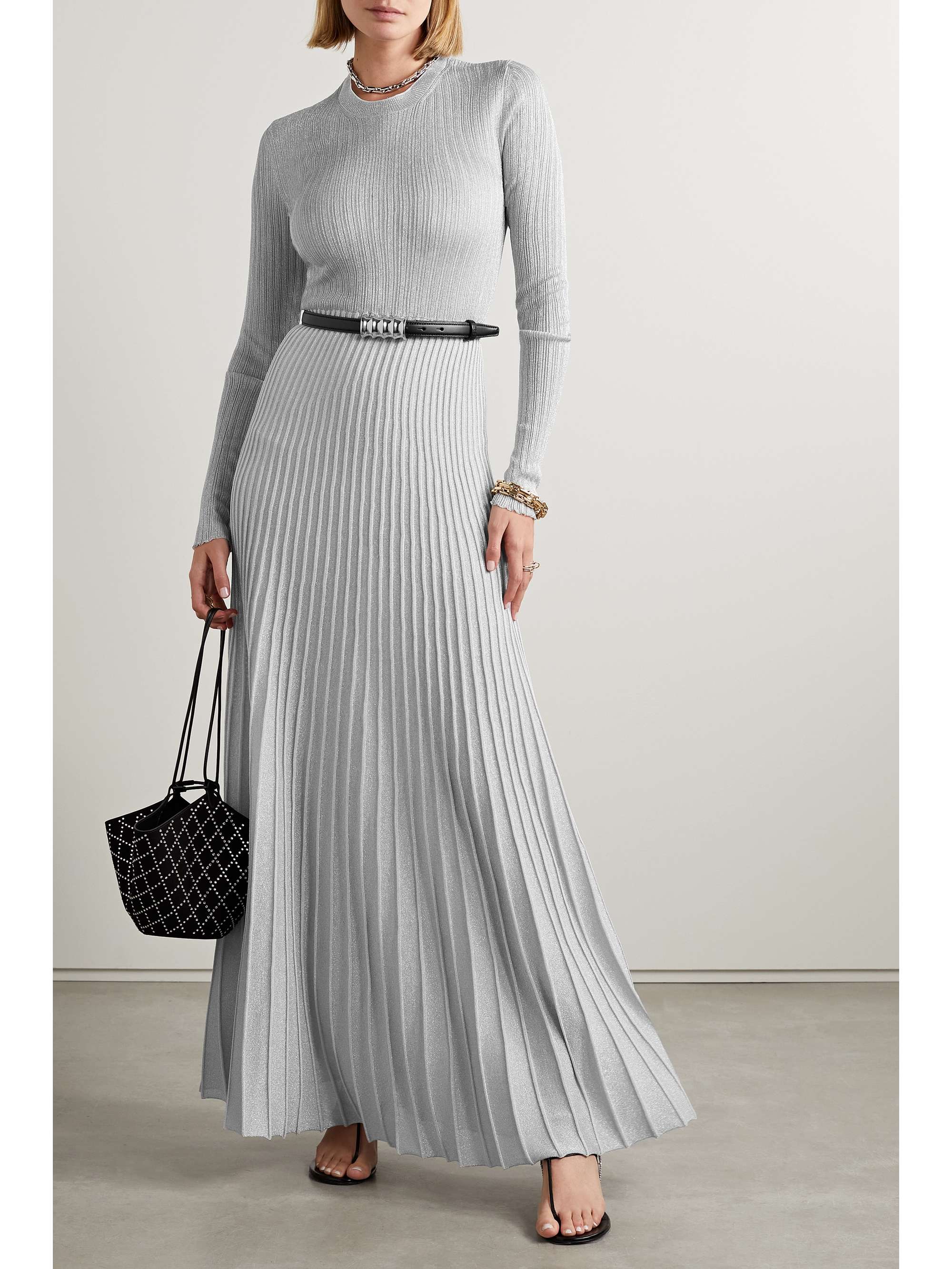 KHAITE Keese Maxikleid aus Metallic-Rippstrick