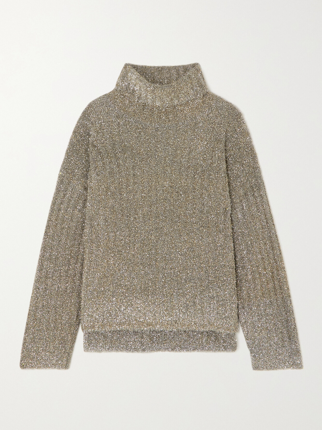 Joseph - Metallic Bouclé Turtleneck Sweater - Silver