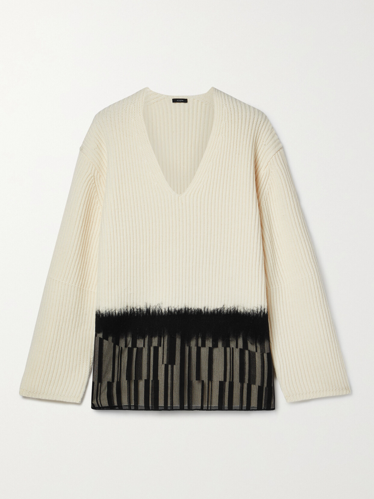 Joseph - Tulle-trimmed Ribbed Merino Wool Sweater - Ivory