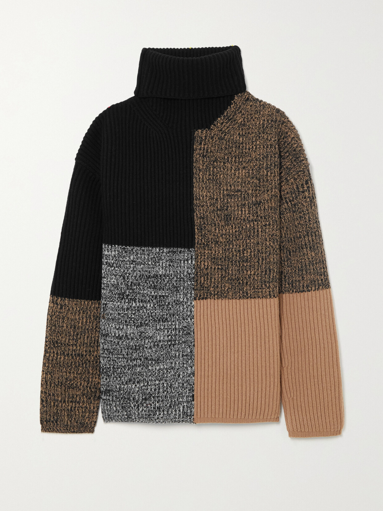 Joseph - Oversized Color-block Wool Turtleneck Sweater - Brown