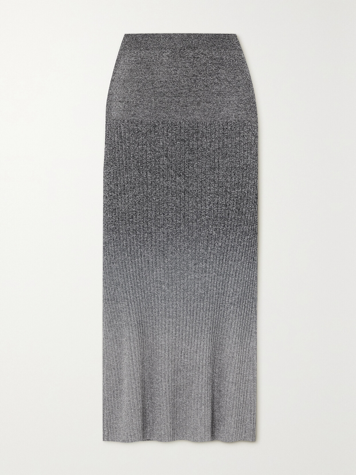 Joseph - Ombré Ribbed Lurex Midi Skirt - Silver