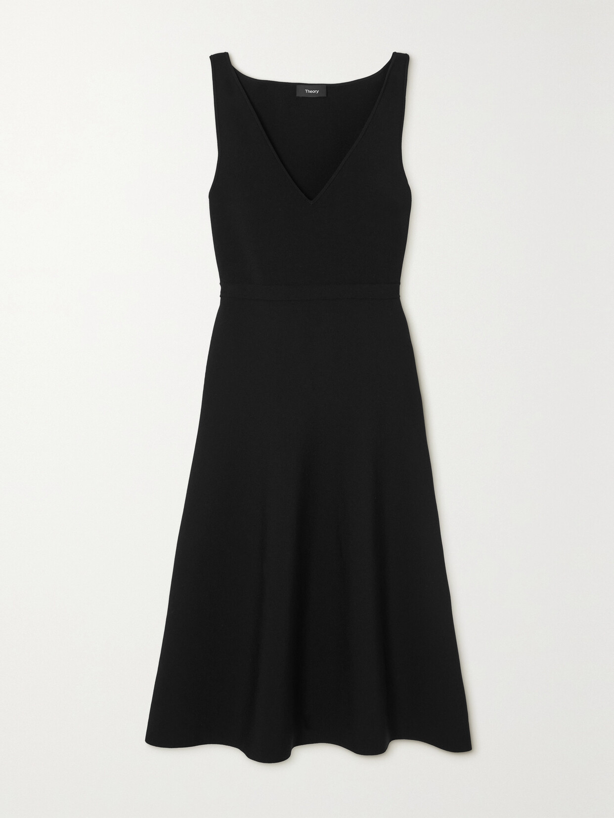 Theory Stretch-crepe Midi Dress In Black