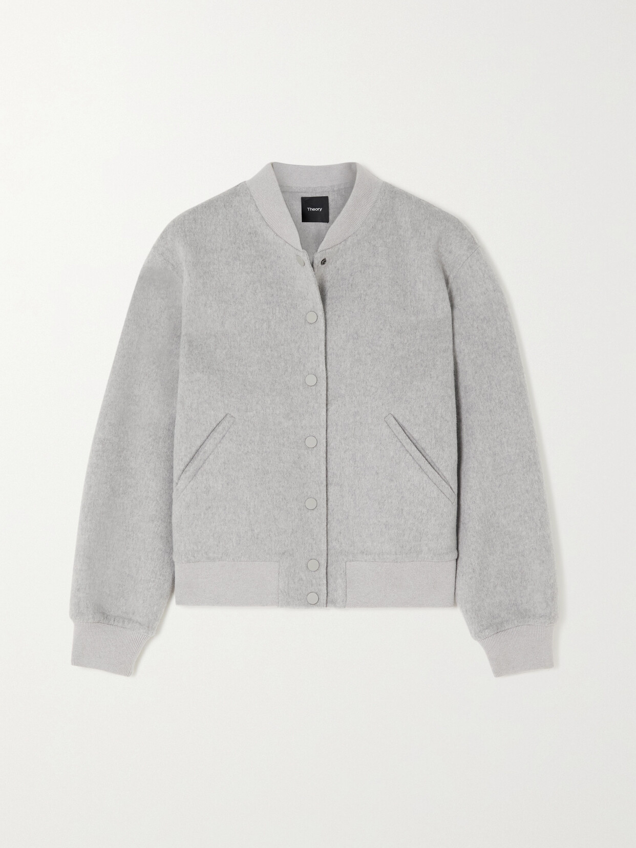 Theory - Varsity Wool And Cashmere-blend Bomber Jacket - Gray