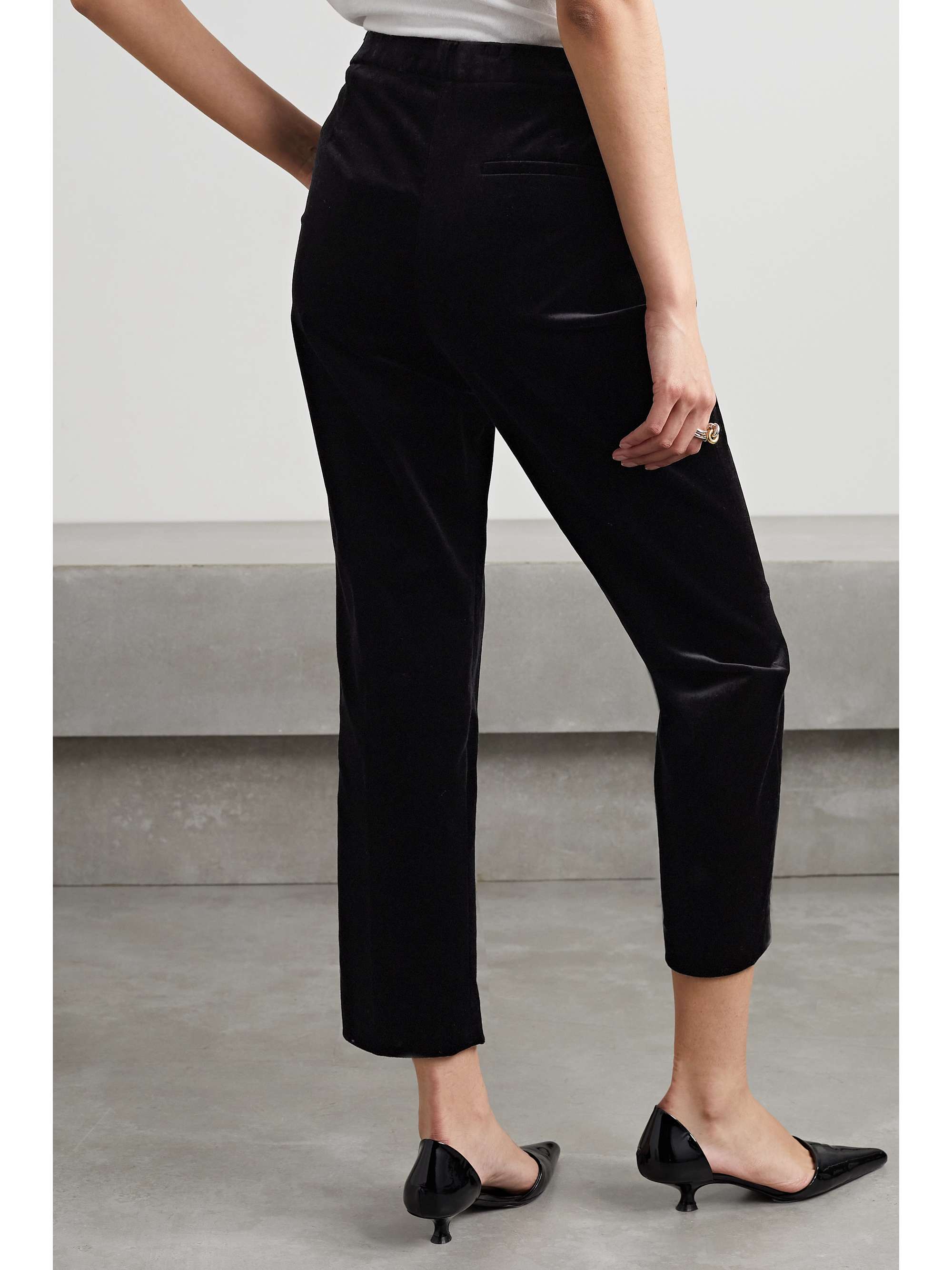 THEORY Treeca cropped cotton-blend velvet slim-leg pants