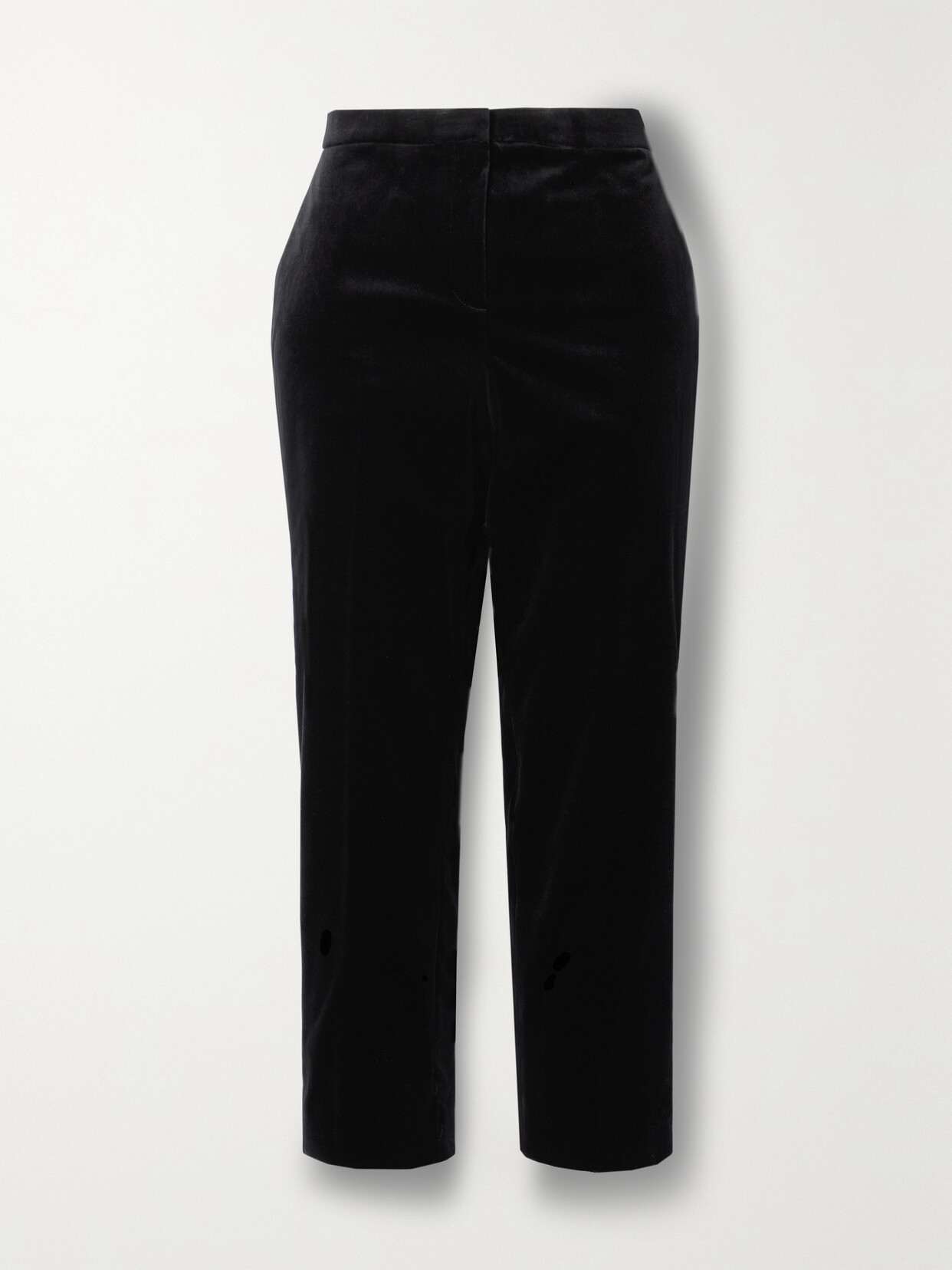 Theory Treeca Cropped Cotton-blend Velvet Slim-leg Pants In Black