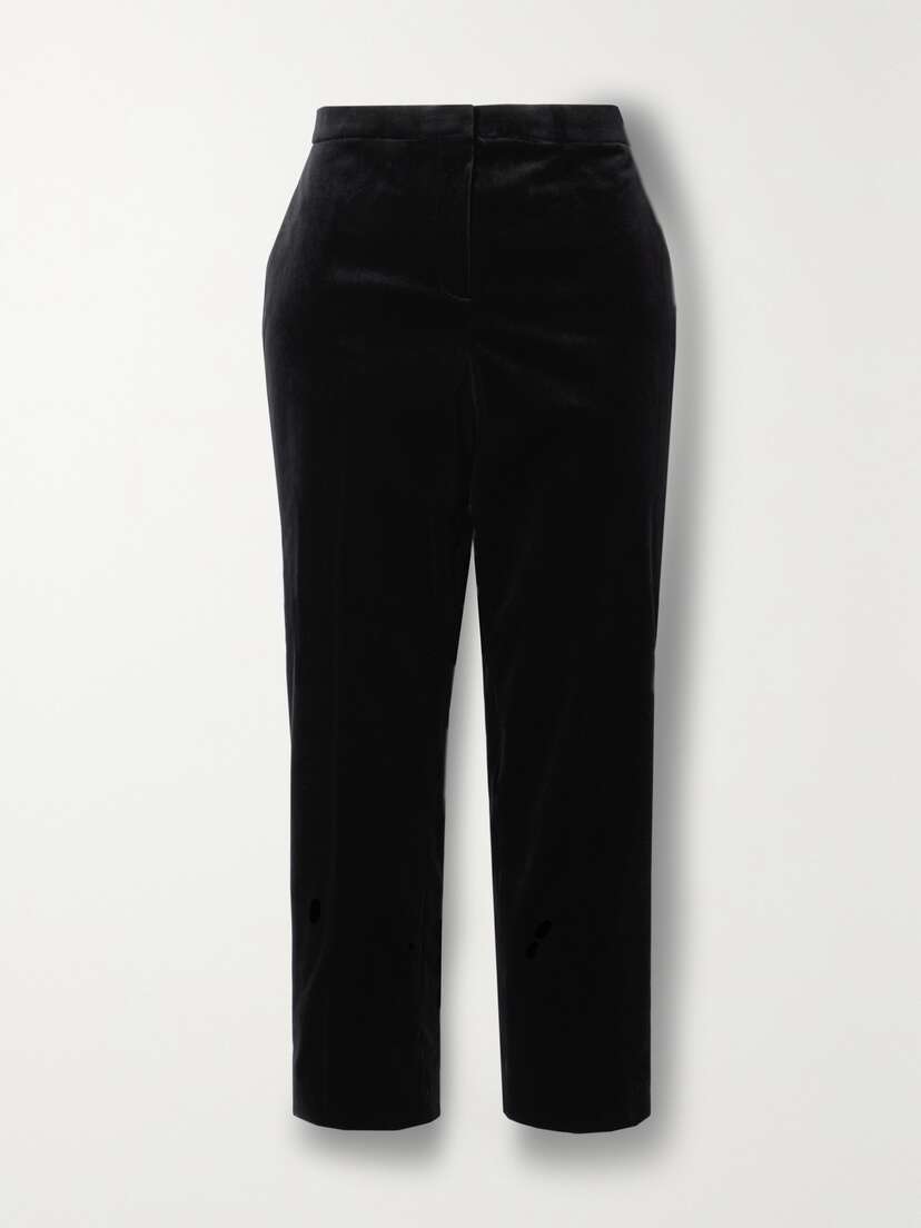 Theory Treeca Cropped Cotton-blend Velvet Slim-leg Pants