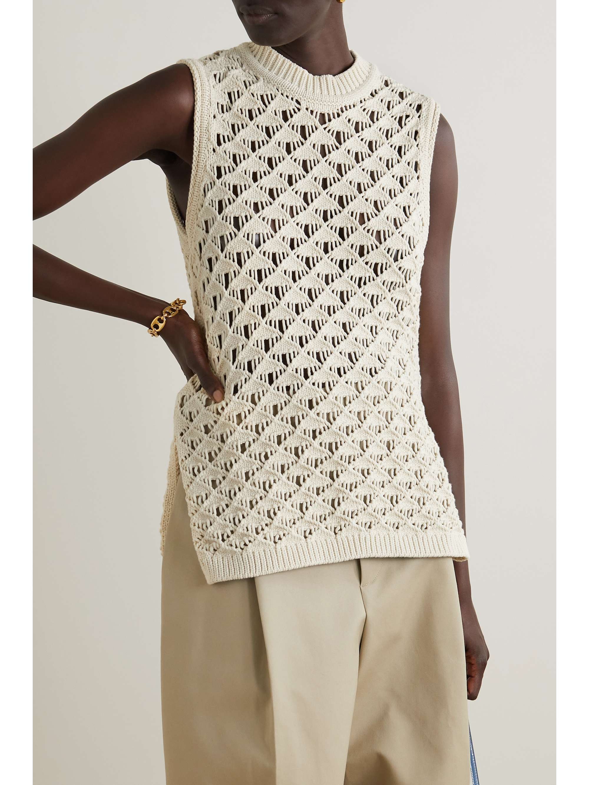 THEORY Crocheted cotton-blend vest