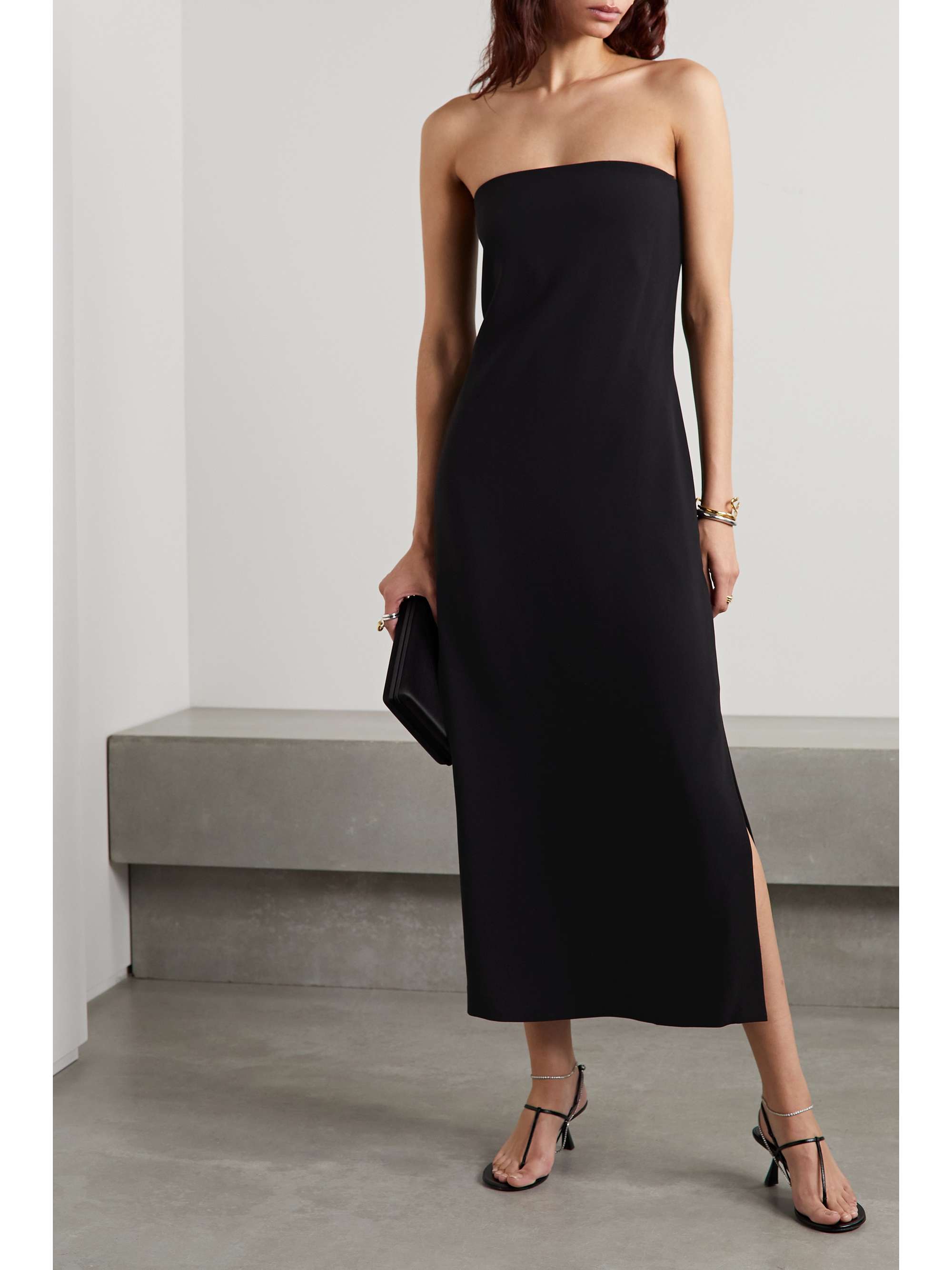 THEORY Strapless crepe midi dress