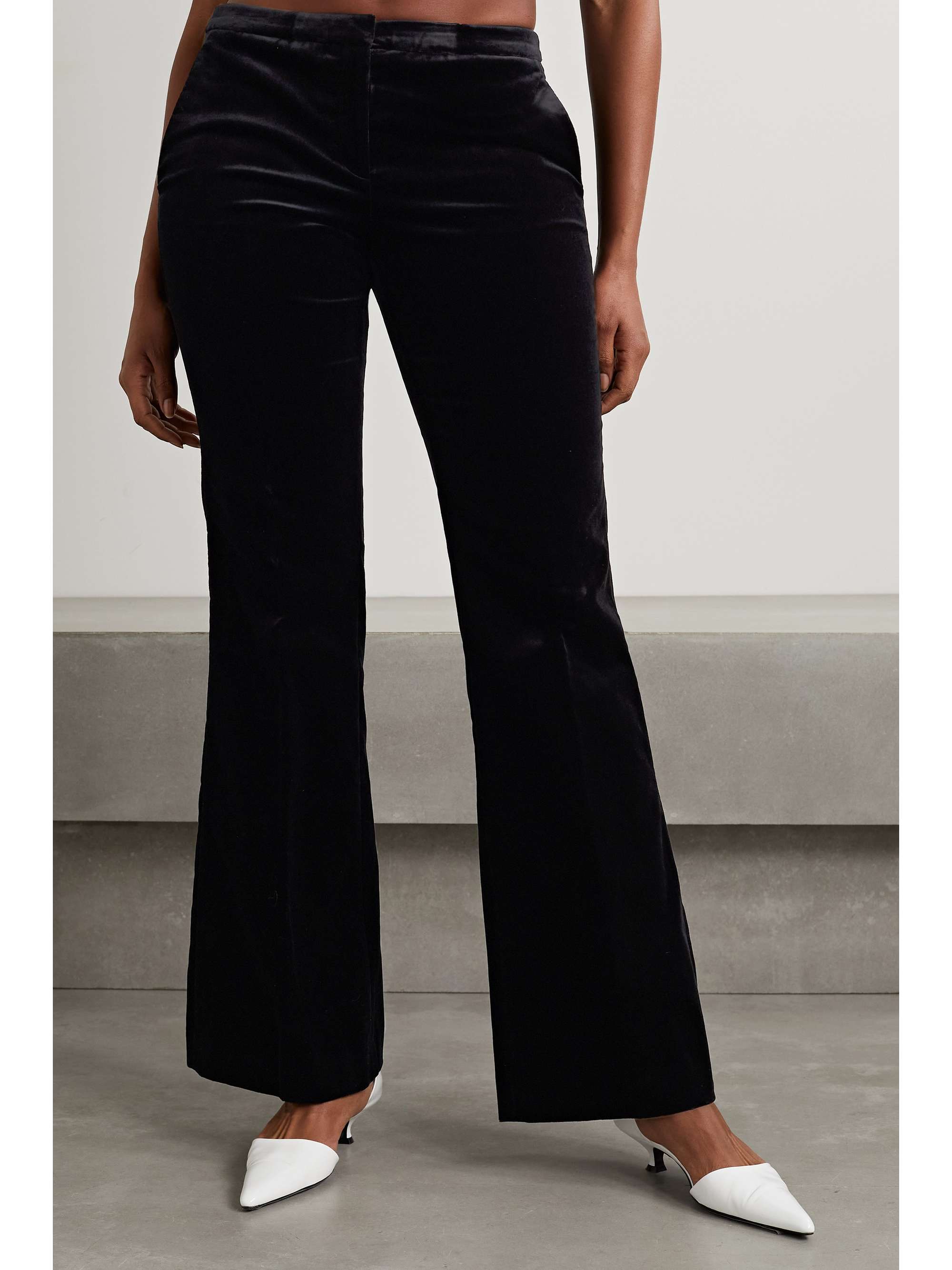 THEORY Demitria cotton-blend velvet flared pants