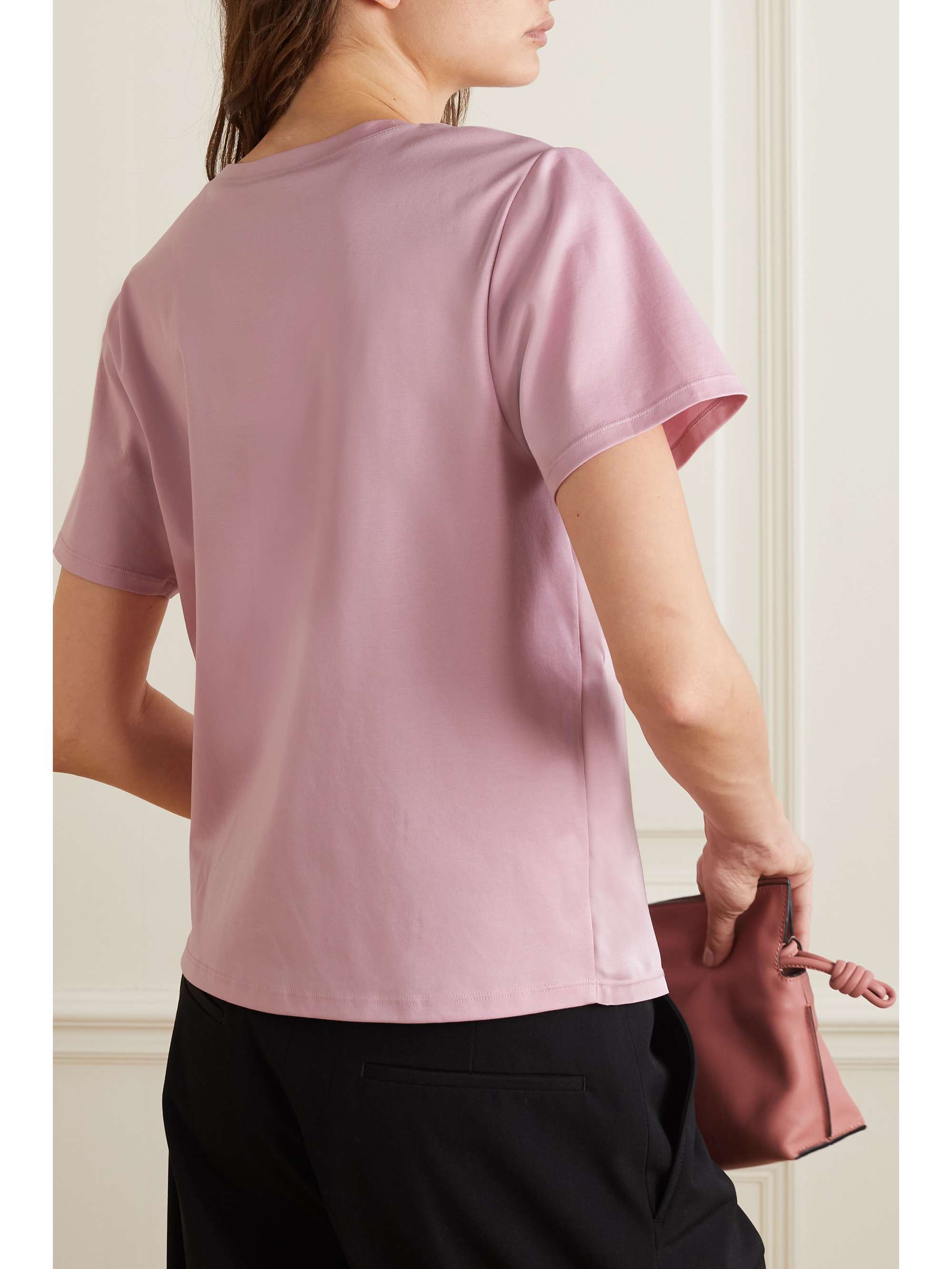 THEORY Cotton-jersey trimmed silk T-shirt