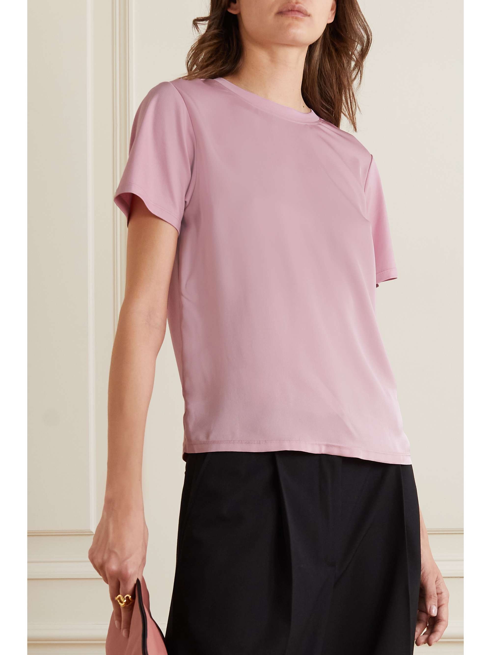 THEORY Cotton-jersey trimmed silk T-shirt