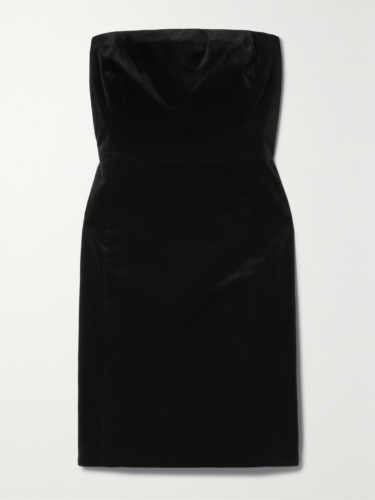 Theory Strapless Velvet Mini Dress In Black