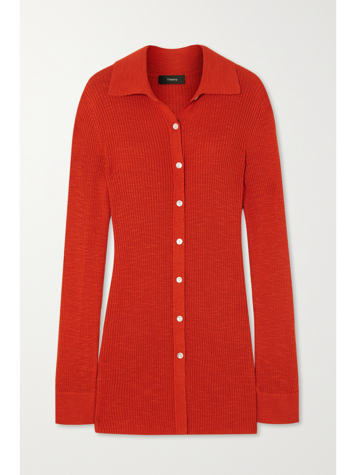 Theory - Ribbed Cotton-blend Shirt - Red