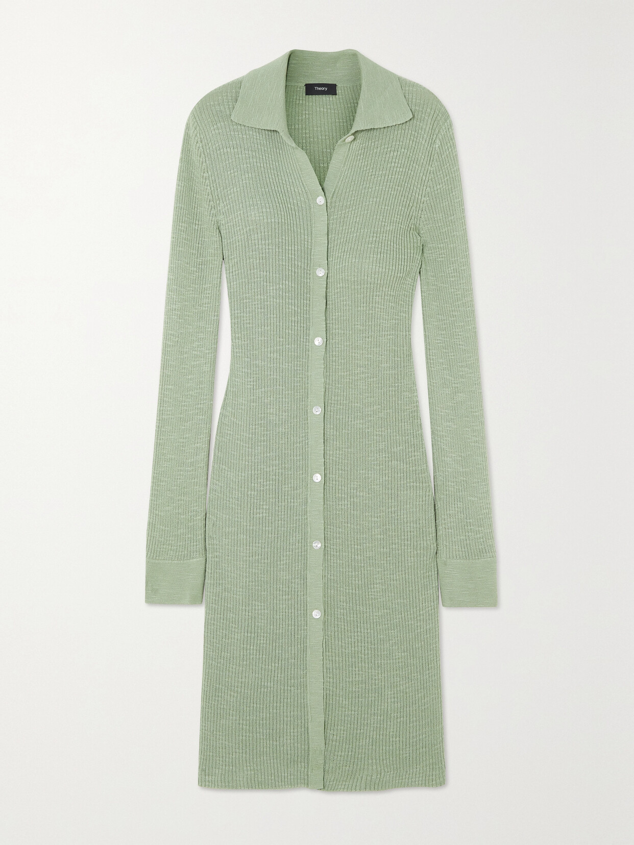 Theory - Ribbed Cotton-blend Shirt Dress - Green