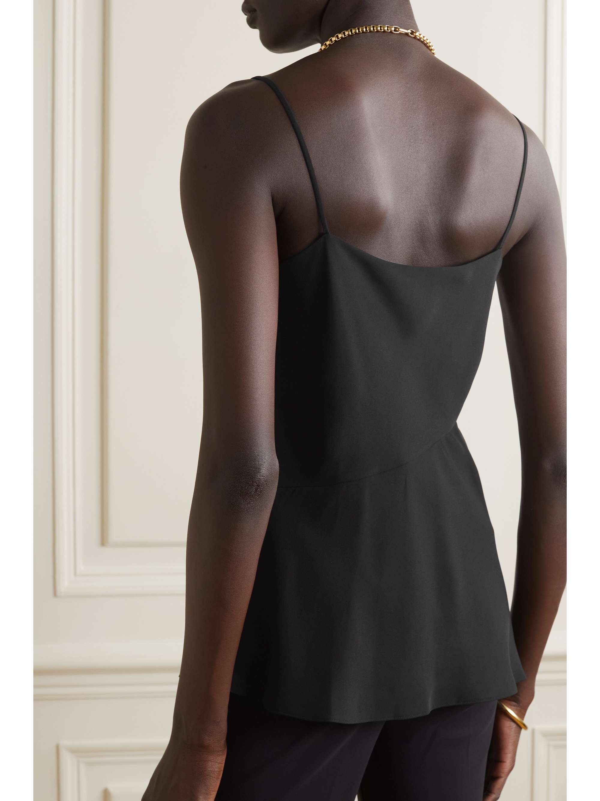 THEORY Draped asymmetric recycled-crepe de chine camisole