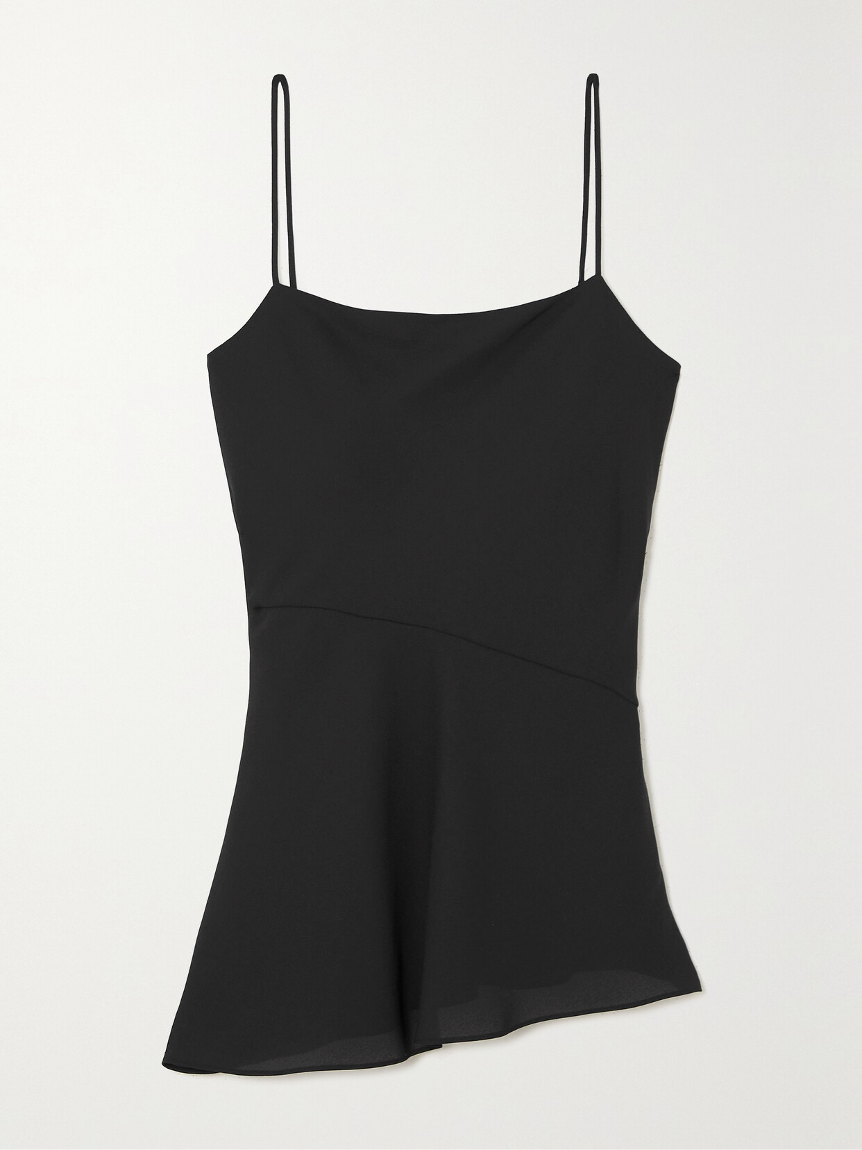 Shop Theory Draped Asymmetric Recycled-crepe De Chine Camisole In Black