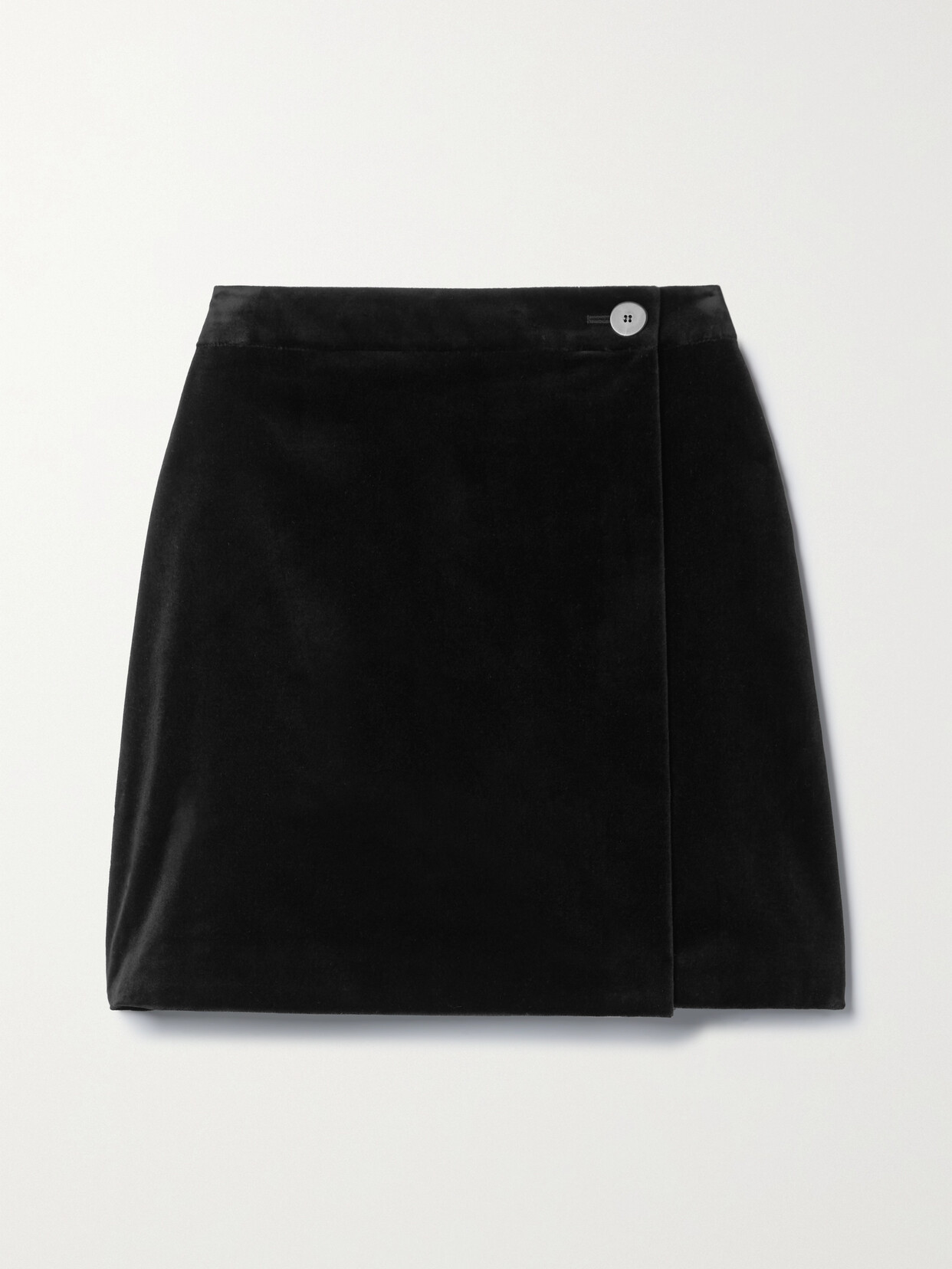 Theory - Cotton-blend Velvet Mini Wrap Skirt - Black