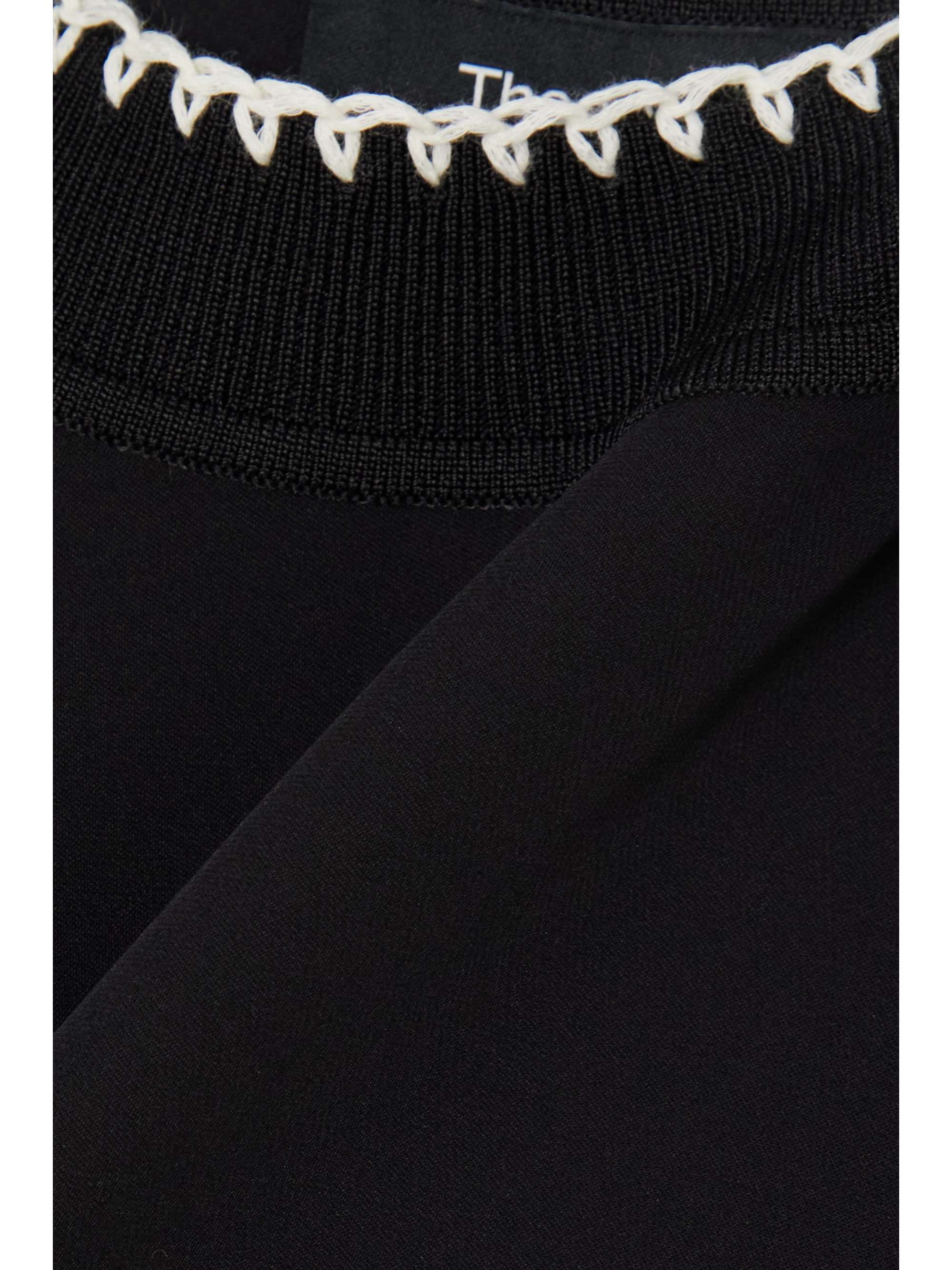 THEORY Embroidered silk and ribbed-knit top | NET-A-PORTER