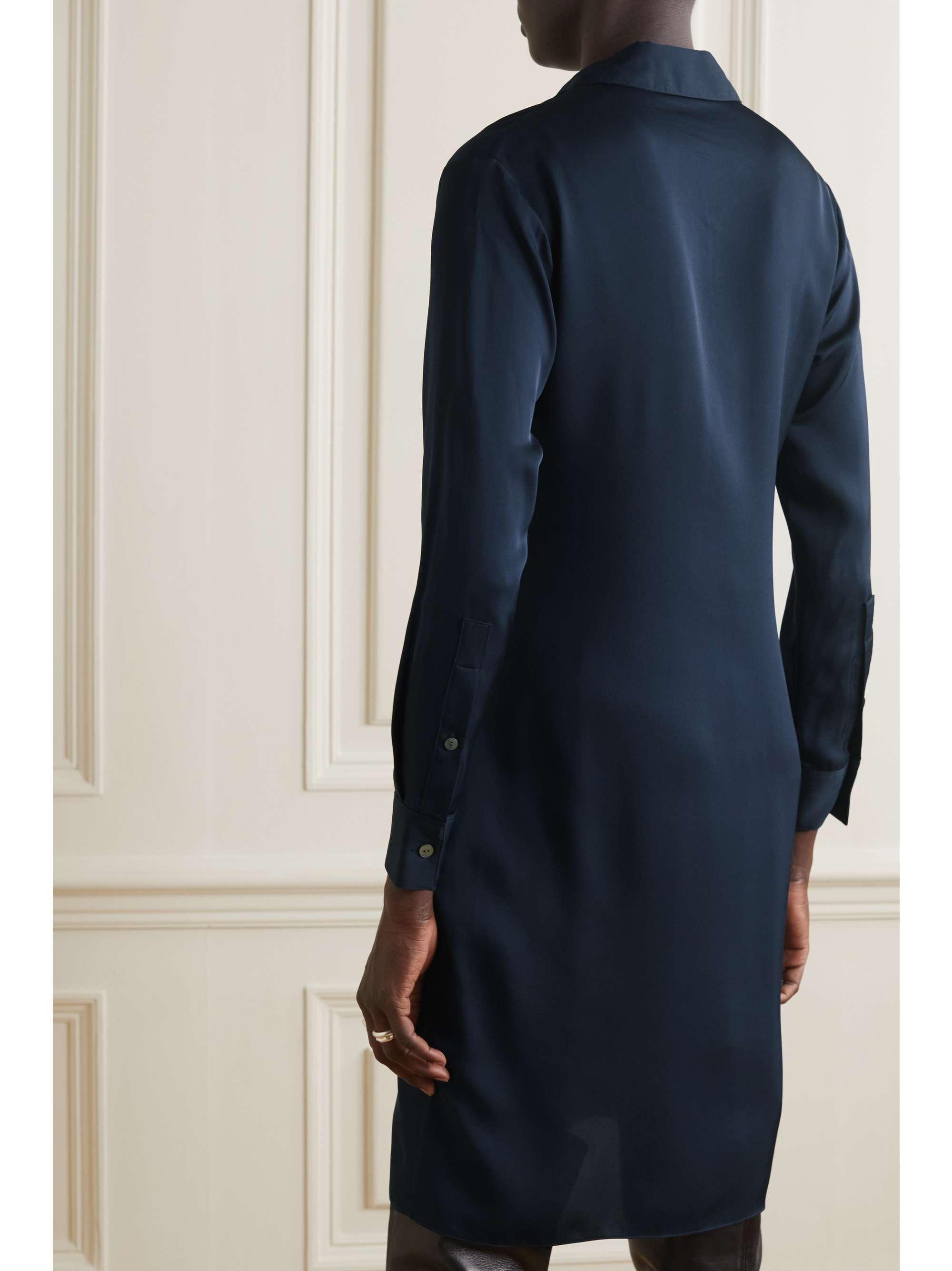 THEORY Silk crepe de chine mini shirt dress