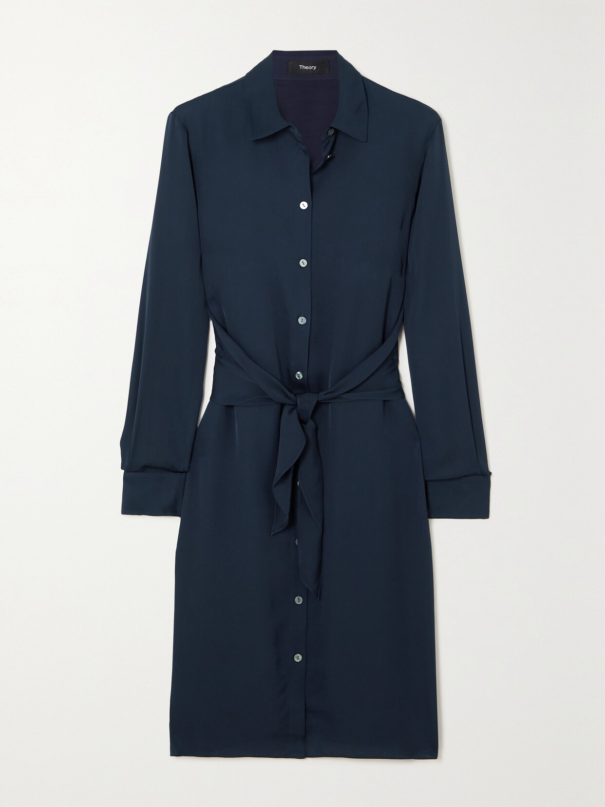 Theory - Silk Crepe De Chine Mini Shirt Dress - Blue