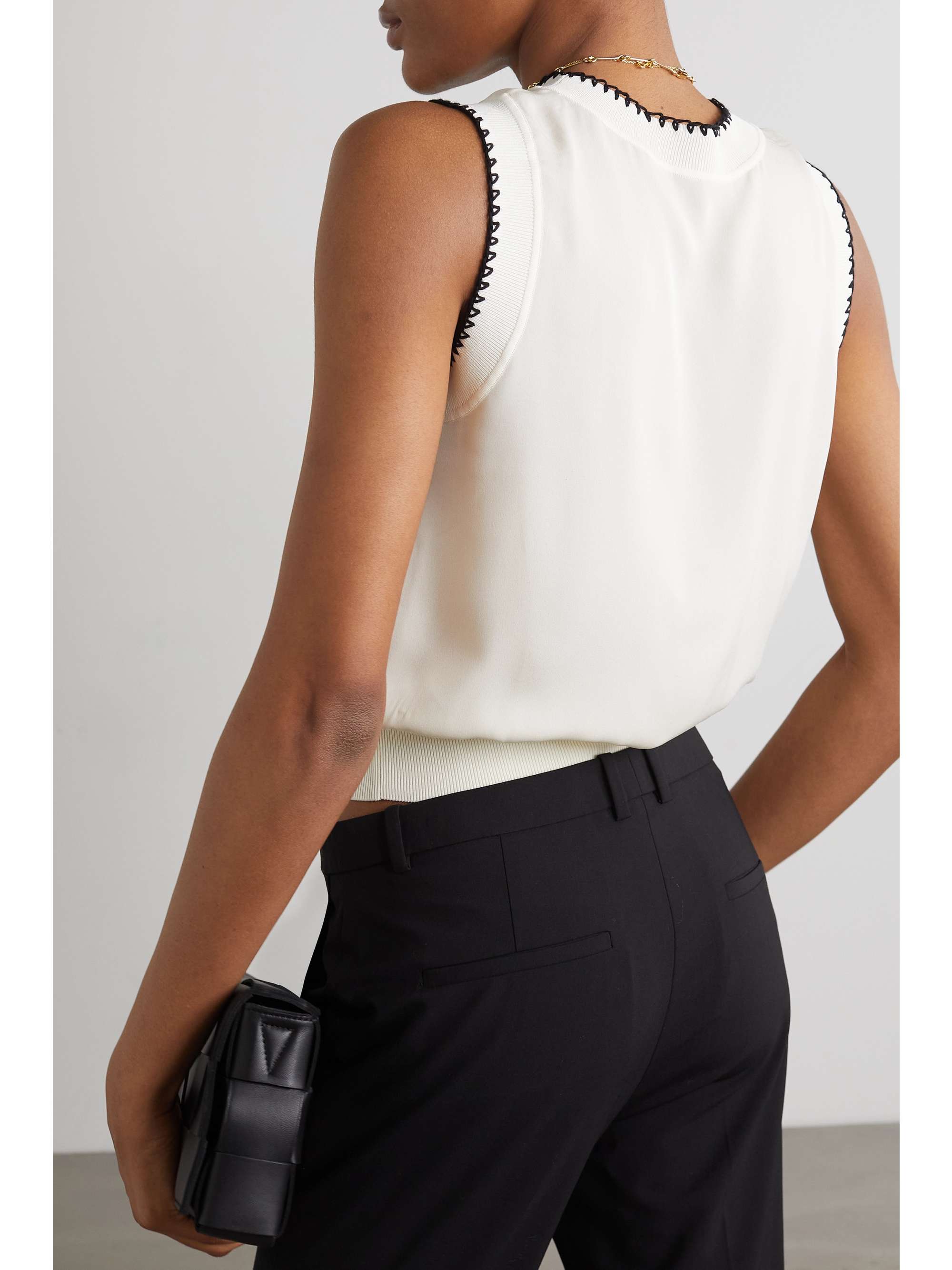 THEORY Embroidered silk top