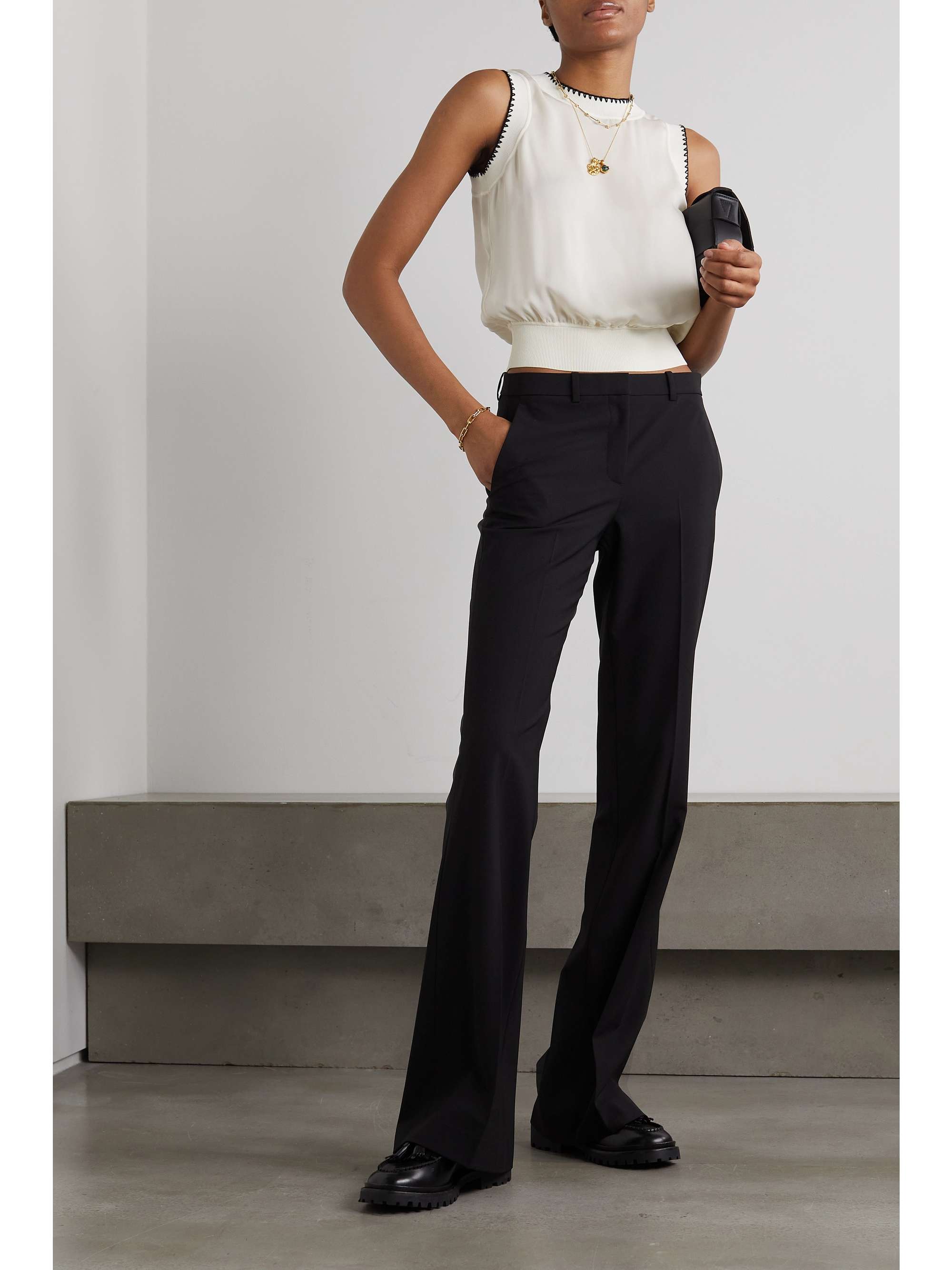 THEORY Embroidered silk top