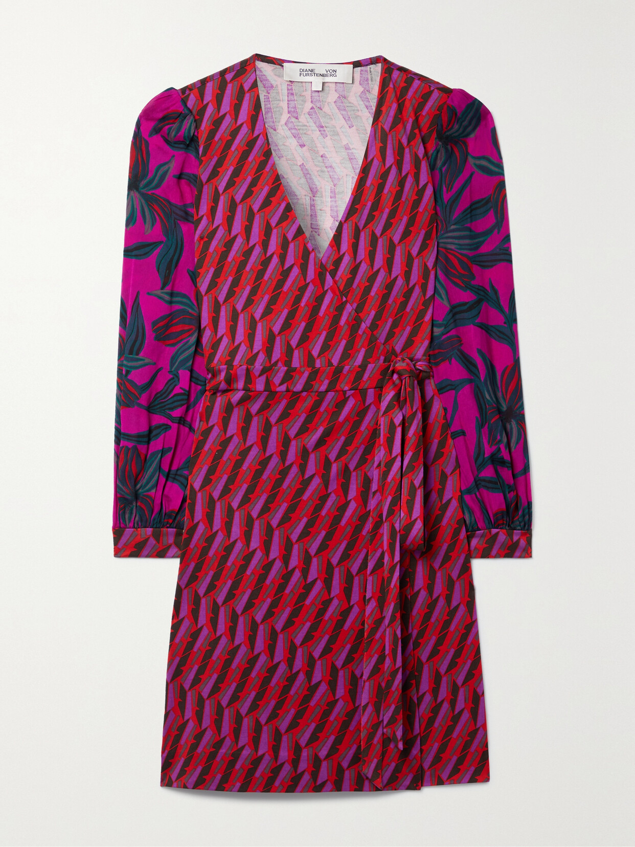 Diane von Furstenberg - Gala Belted Printed Silk Mini Wrap Dress - Purple