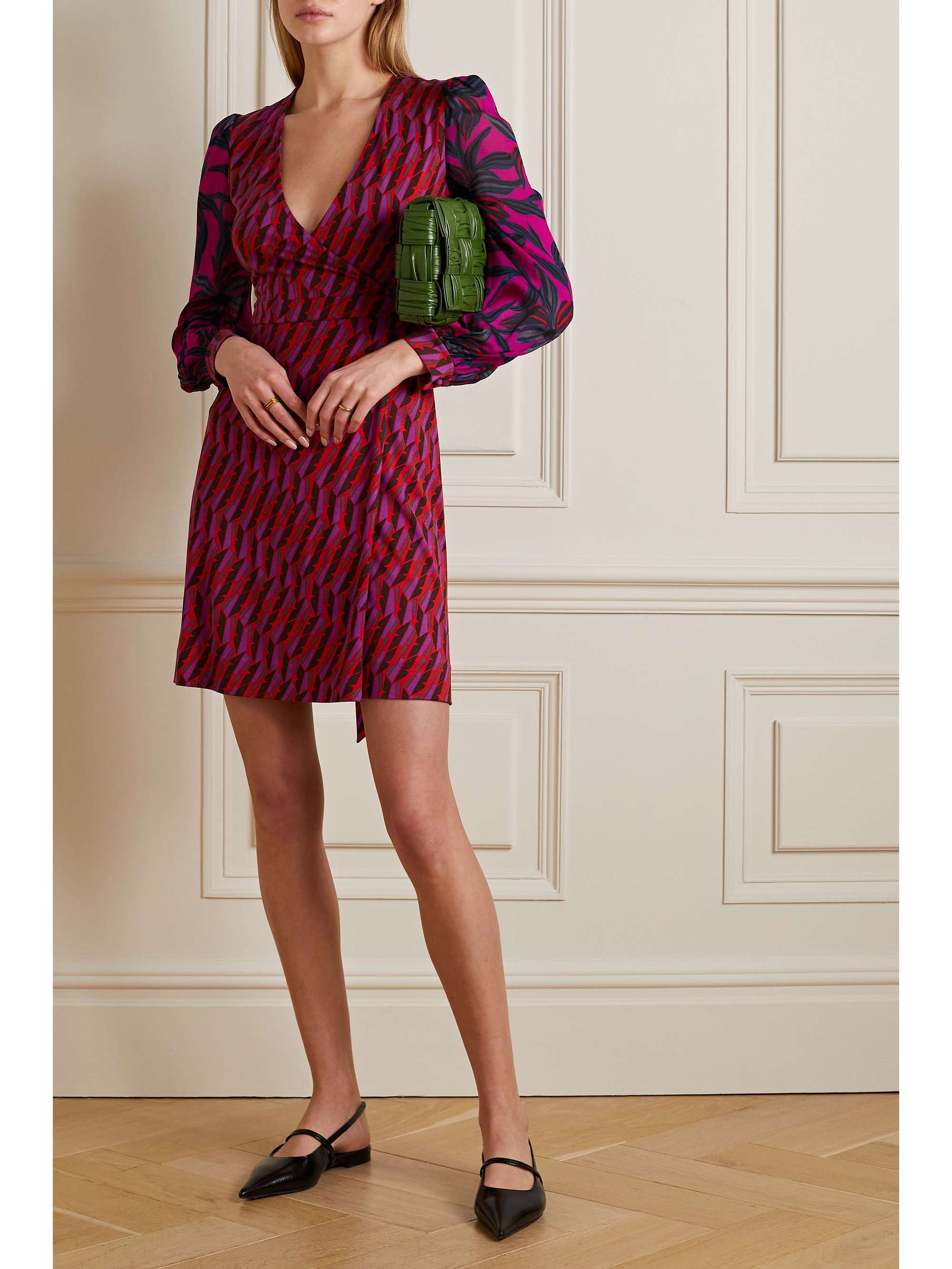 DIANE VON FURSTENBERG Gala belted printed silk mini wrap dress |  NET-A-PORTER