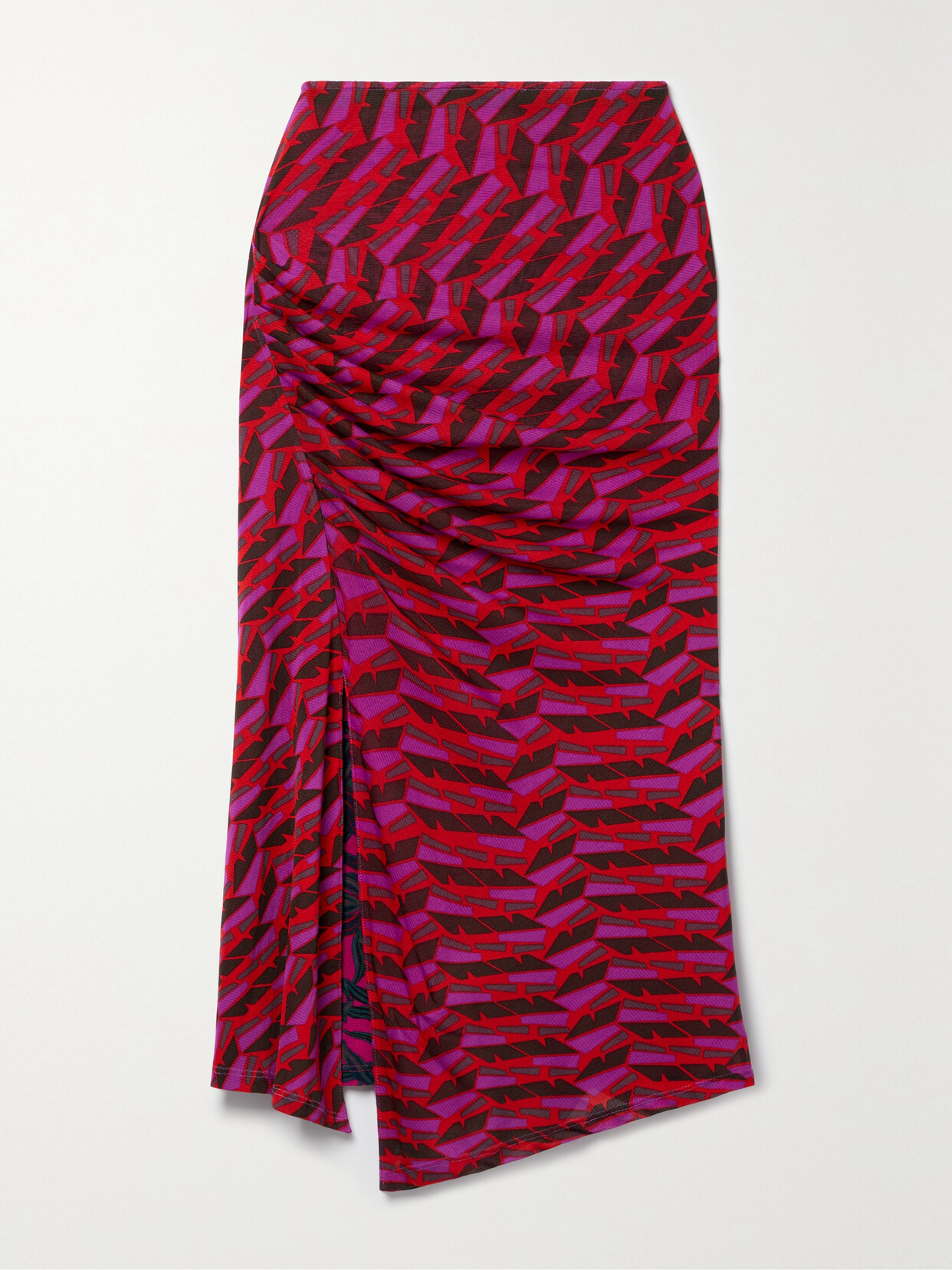 Diane von Furstenberg - Dariella Reversible Printed Stretch-mesh Midi Skirt - Purple