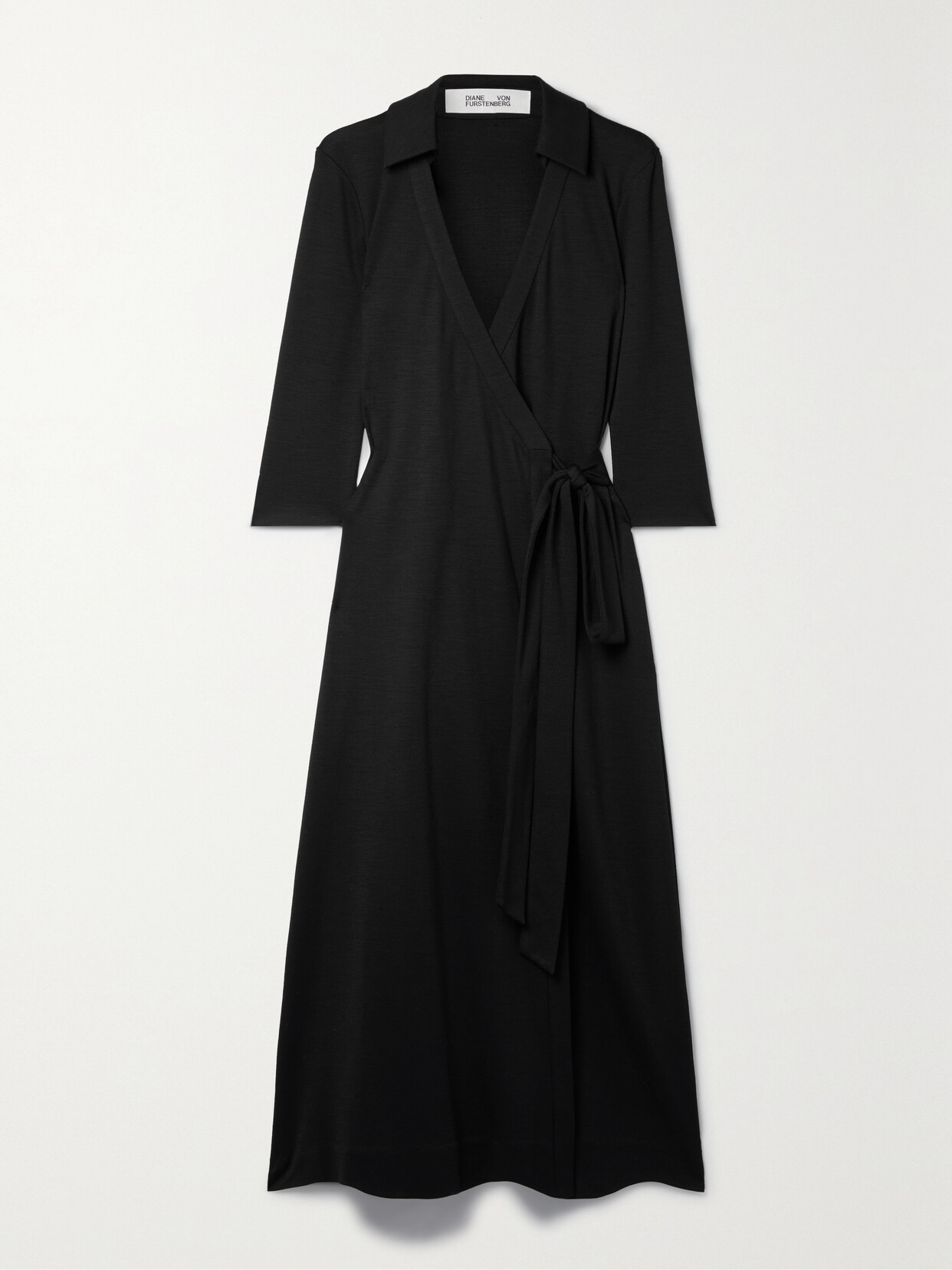 Diane von Furstenberg - Abigail Belted Wool-blend Jersey Midi Wrap Dress - Black