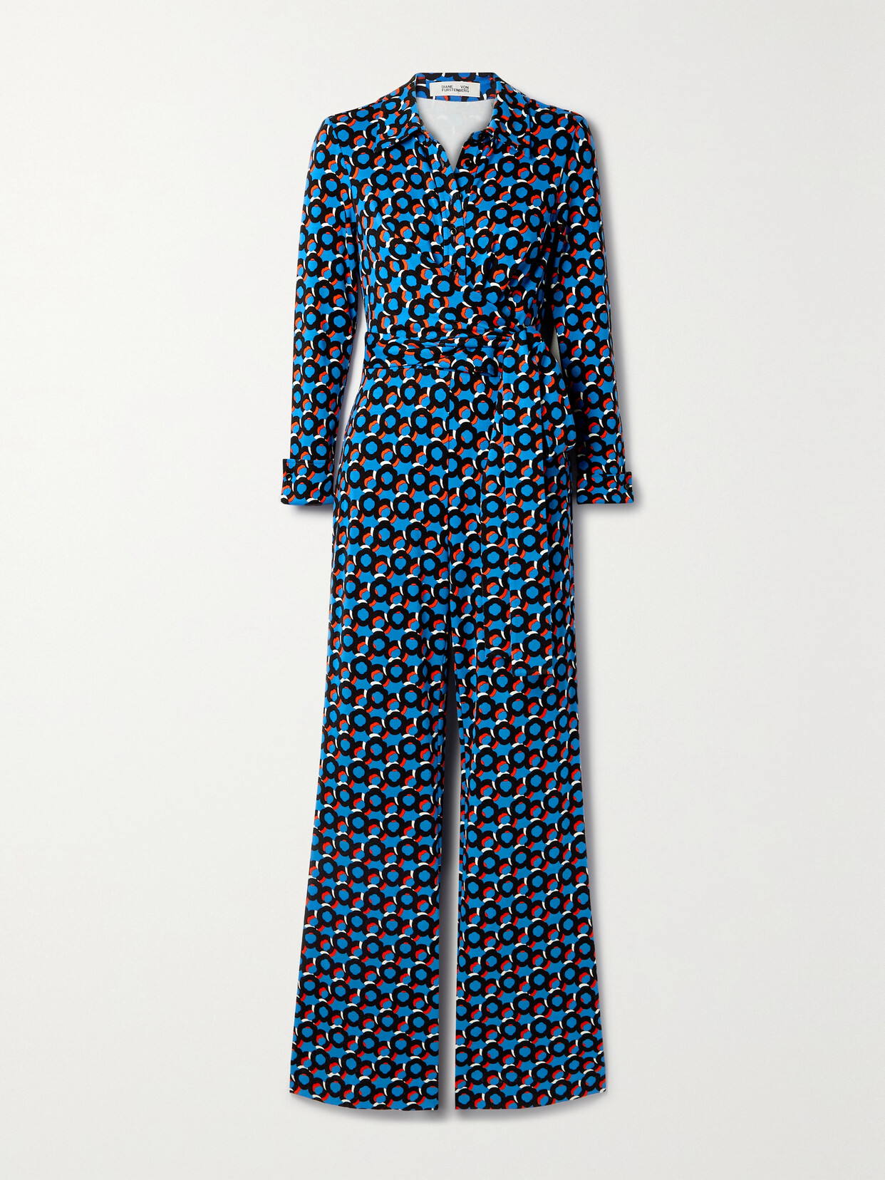 Diane von Furstenberg - Michele Wrap-effect Printed Stretch-jersey Jumpsuit - Blue