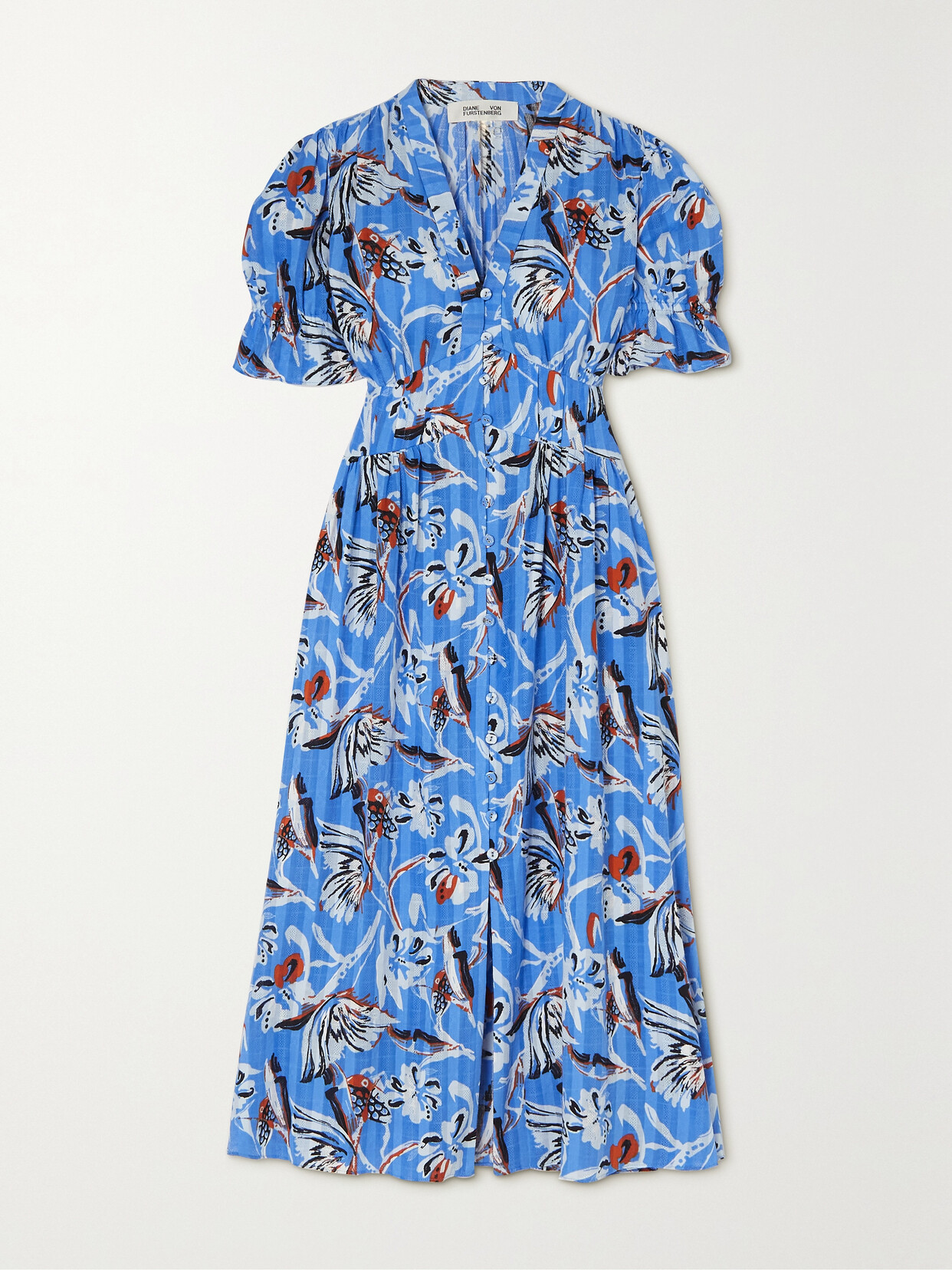 Diane von Furstenberg - Erica Printed Cotton-gauze Dress - Blue