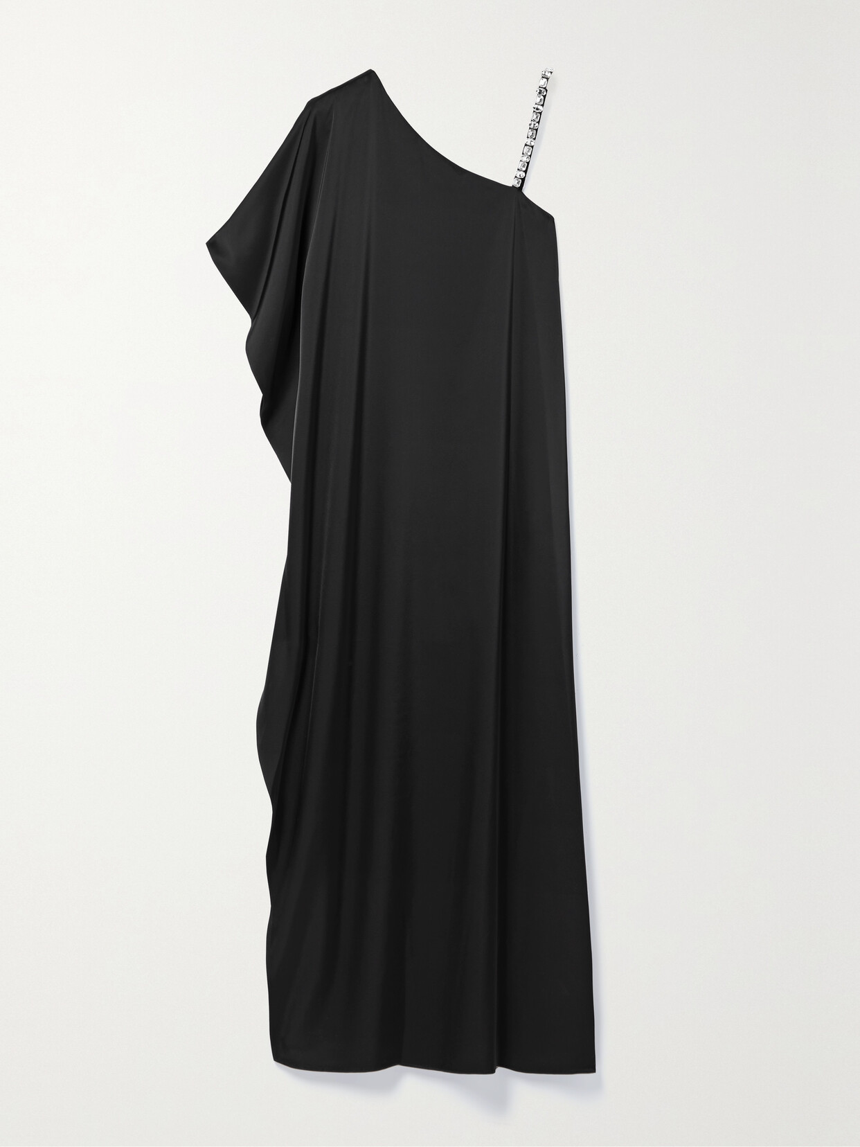 Alice + Olivia - Tae Crystal-embellished Asymmetric Duchesse-satin Gown - Black