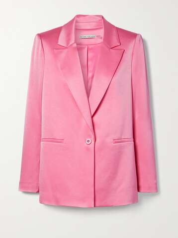 앨리스 앤 올리비아 ALICE + OLIVIA Denny hammered-satin blazer,Bright pink