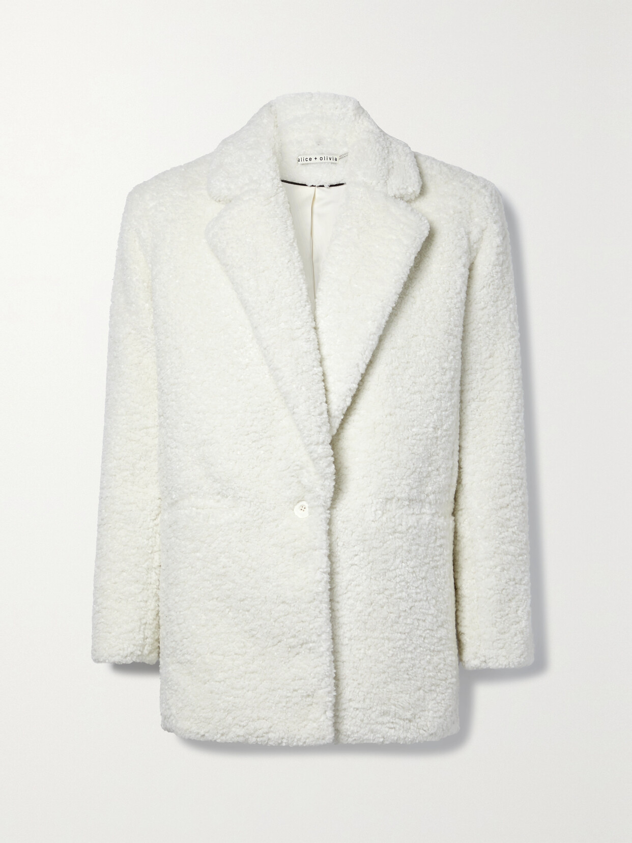 Alice + Olivia - Shan Faux Shearling Blazer - White